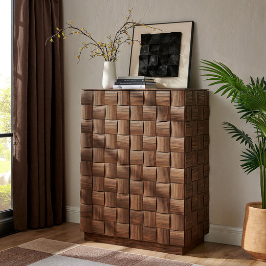 Duskin 39 Inch Geometric Block Design Tall Storage Cabinet