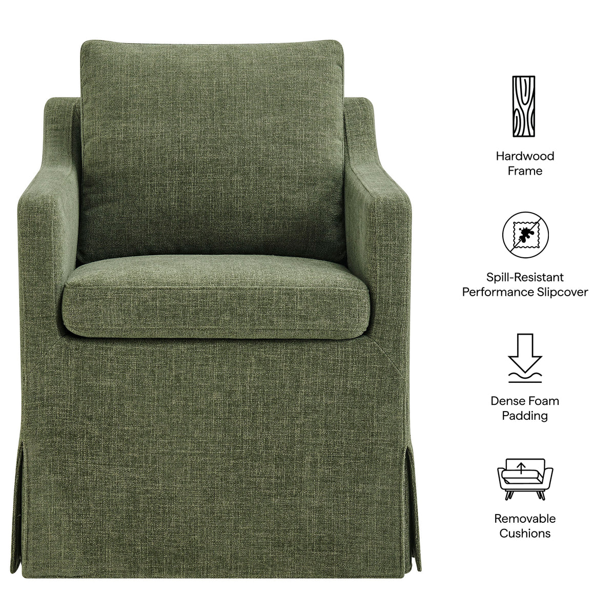 Serene Slipcovered Performance Fabric Dining Armchair