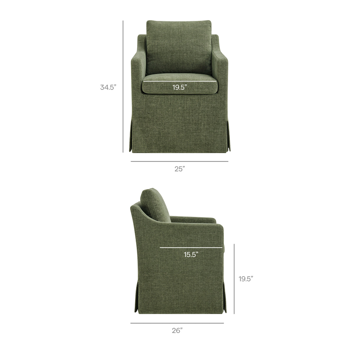 Serene Slipcovered Performance Fabric Dining Armchair
