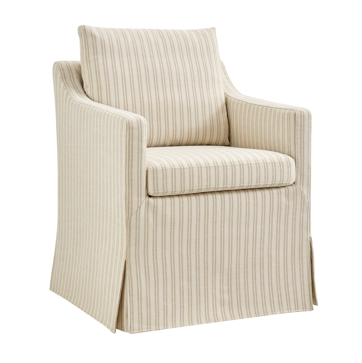 Serene Slipcovered Striped Fabric Dining Armchair