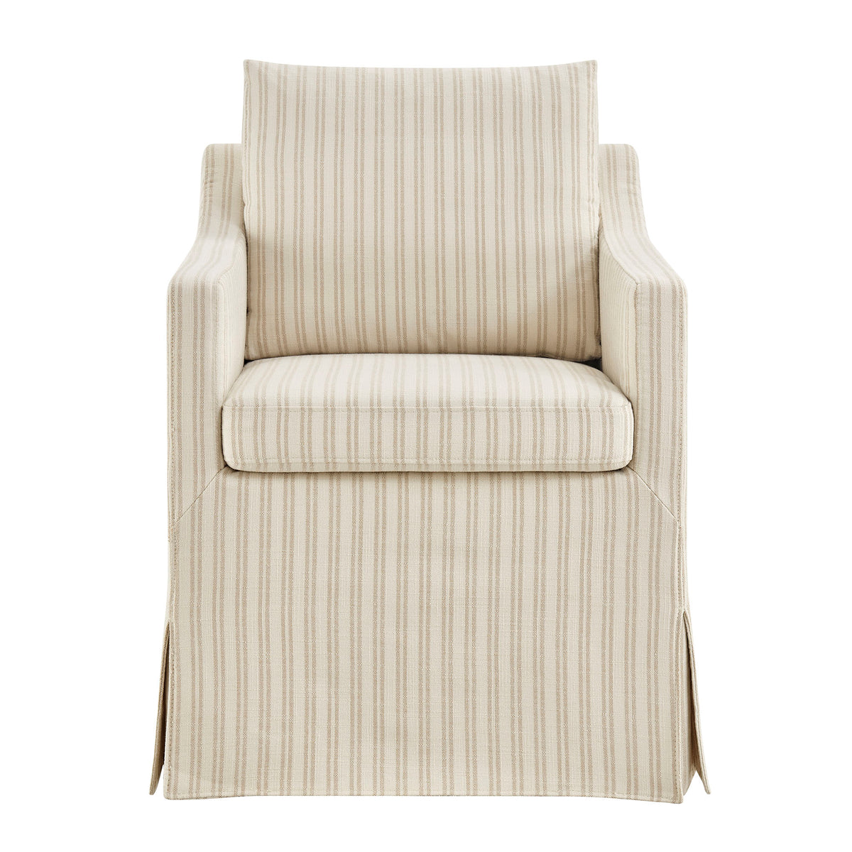 Serene Slipcovered Striped Fabric Dining Armchair
