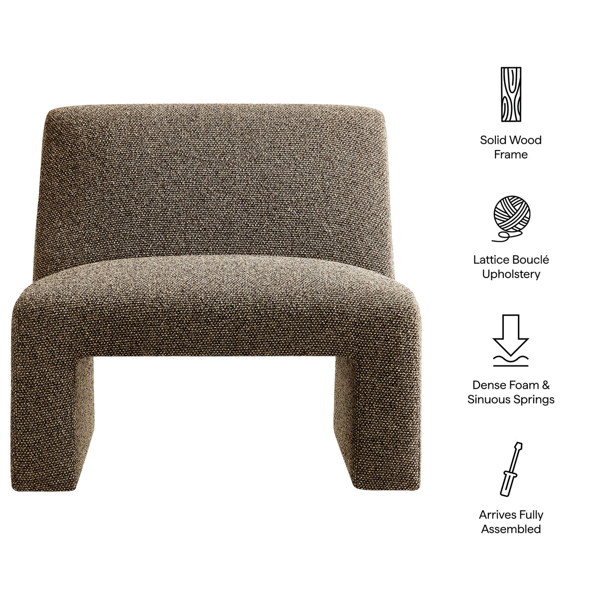 Amita Lattice Boucle Upholstered Armless Accent Chair