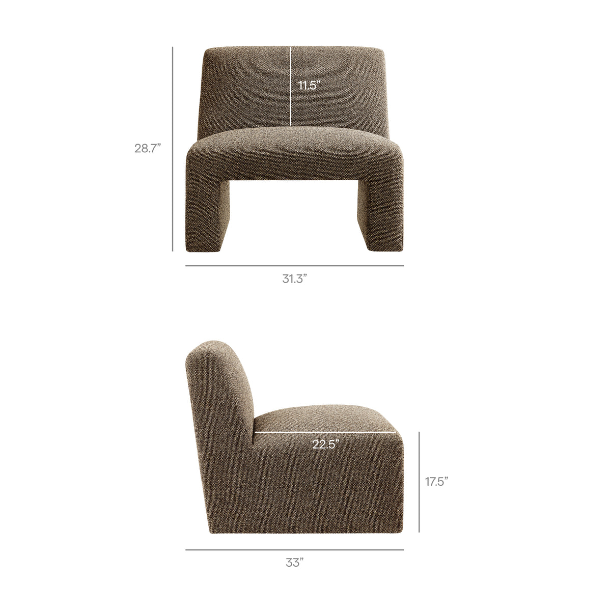 Amita Lattice Boucle Upholstered Armless Accent Chair