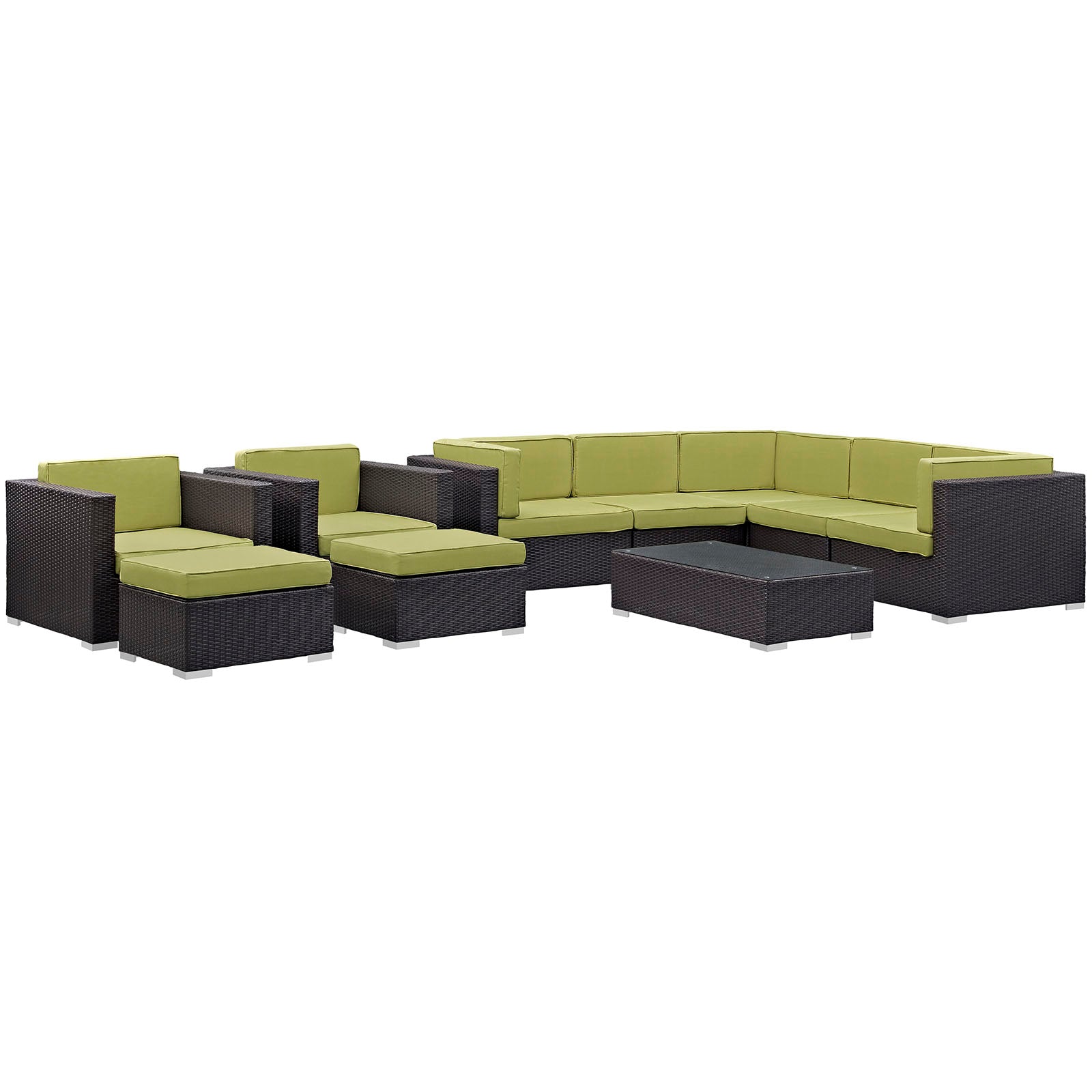 Avia 10 Piece Outdoor Patio Sectional Set-Outdoor Set-Modway-Wall2Wall Furnishings