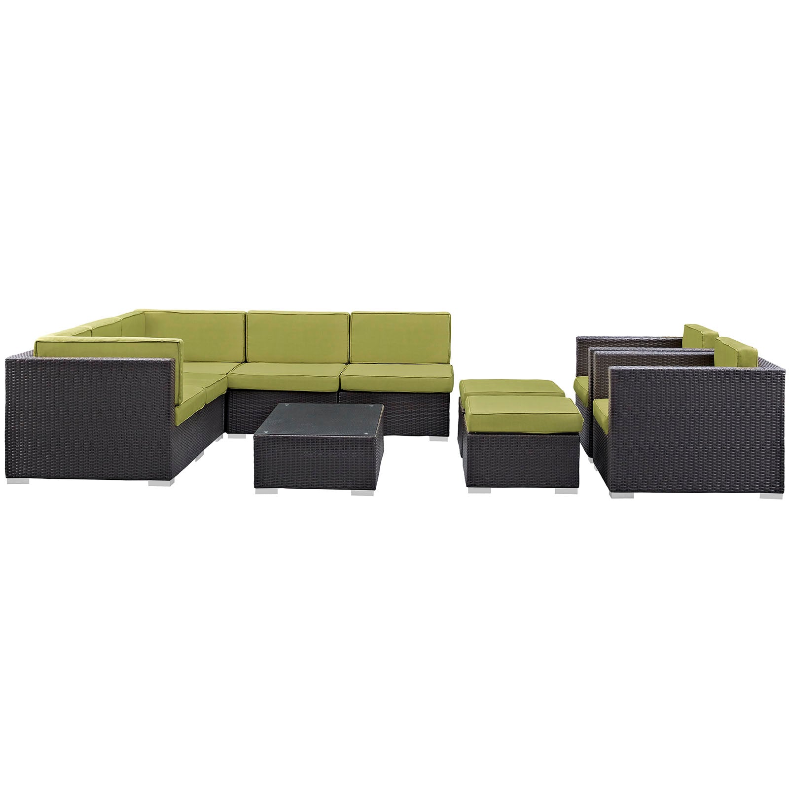 Avia 10 Piece Outdoor Patio Sectional Set-Outdoor Set-Modway-Wall2Wall Furnishings