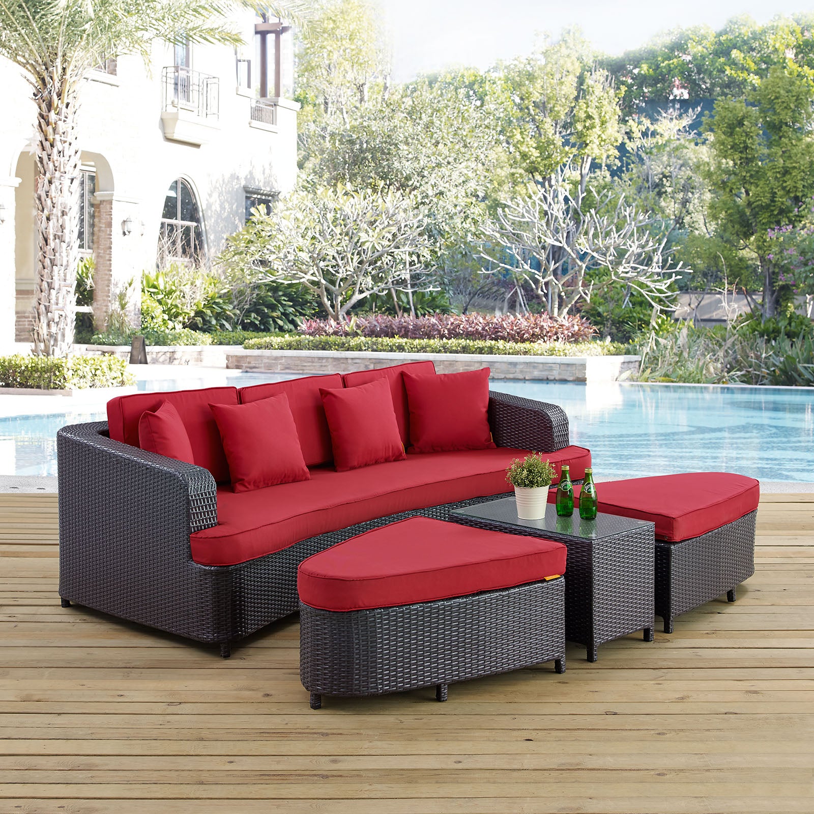 Monterey 4 Piece Outdoor Patio Sofa Set-Outdoor Set-Modway-Wall2Wall Furnishings