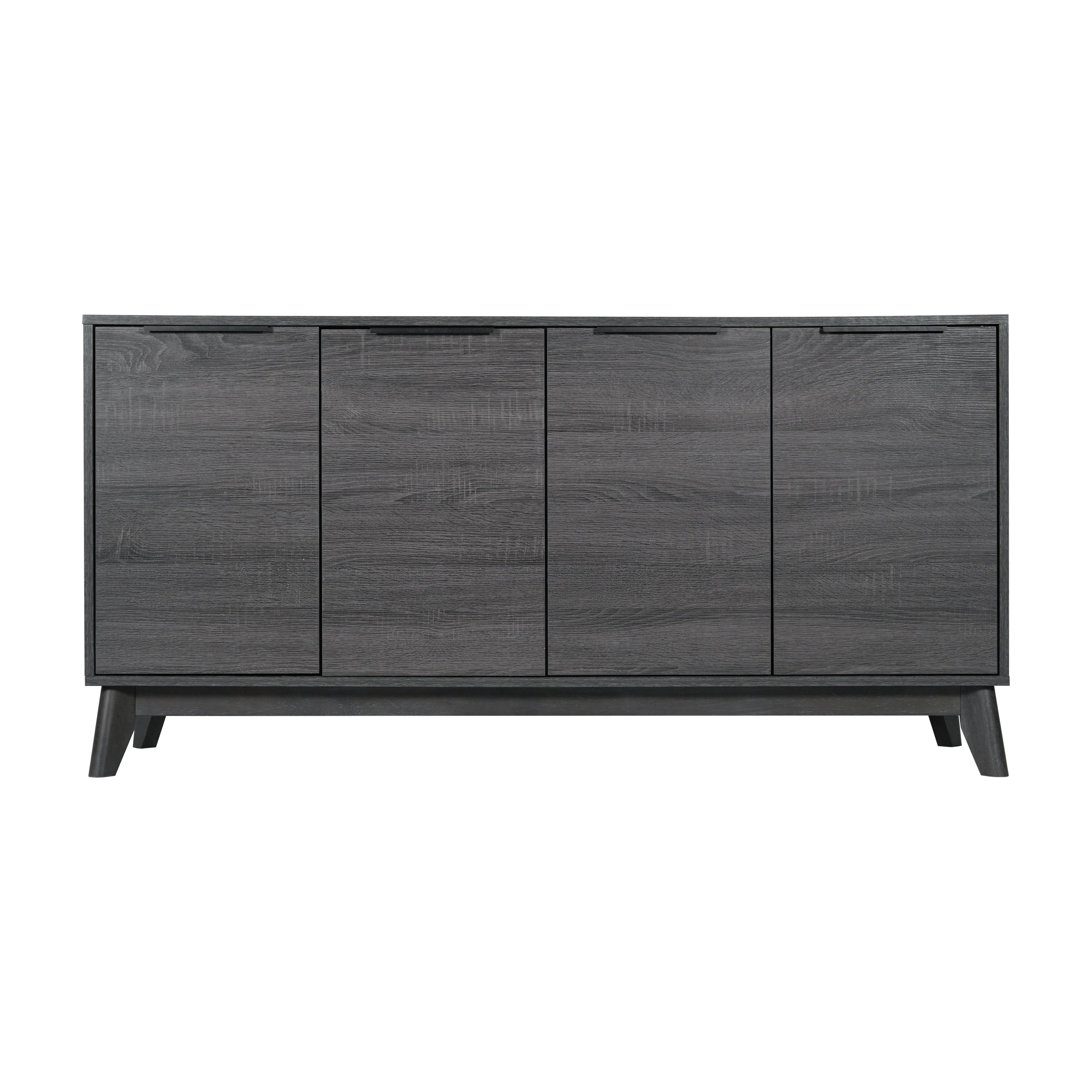 Hatfield Mid-Century Modern 4 Door Storage Buffet Sideboard, 4 Soft Close Doors, Adjustable Shelves, TV Stand for up to 64" TV's