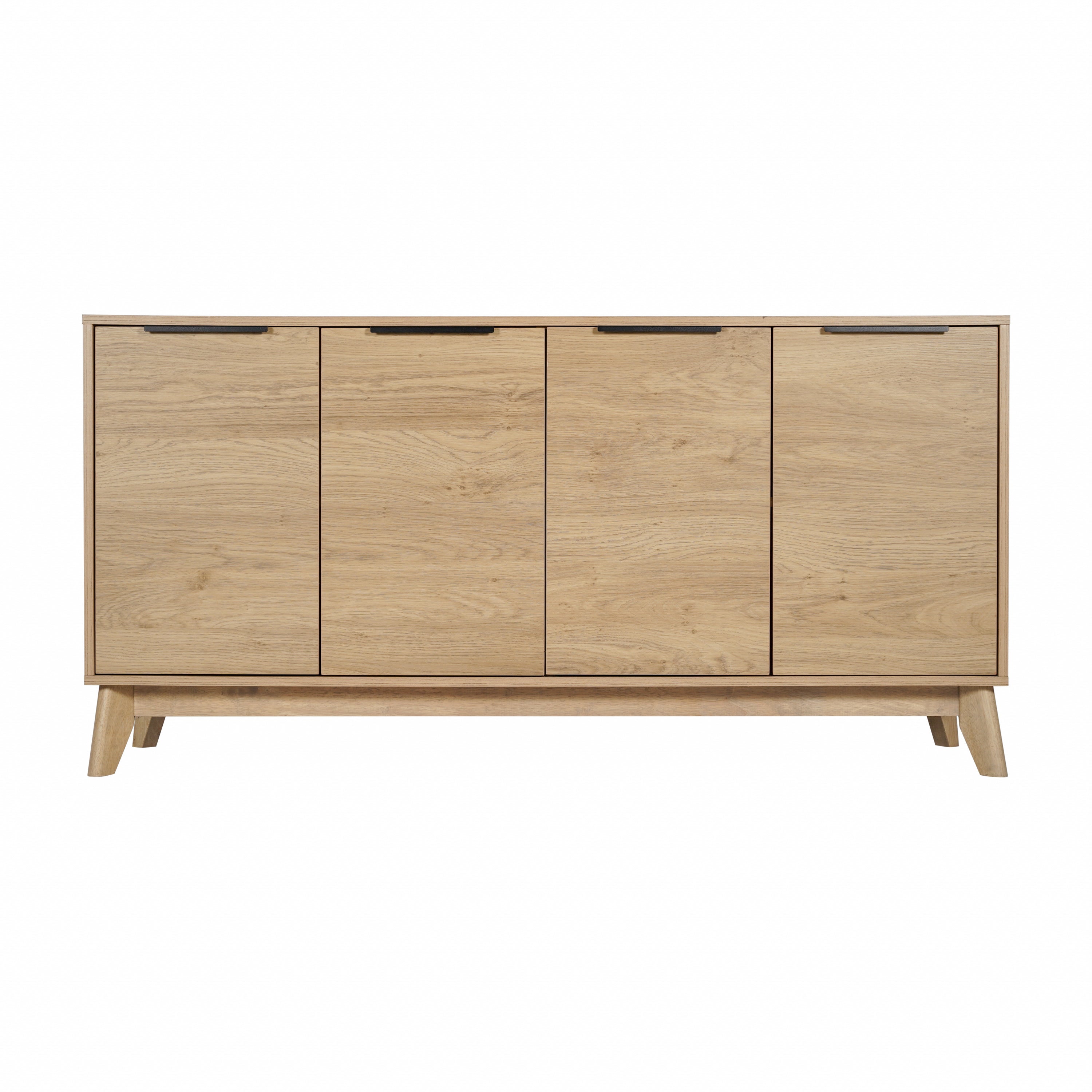 Hatfield Mid-Century Modern 4 Door Storage Buffet Sideboard, 4 Soft Close Doors, Adjustable Shelves, TV Stand for up to 64" TV's