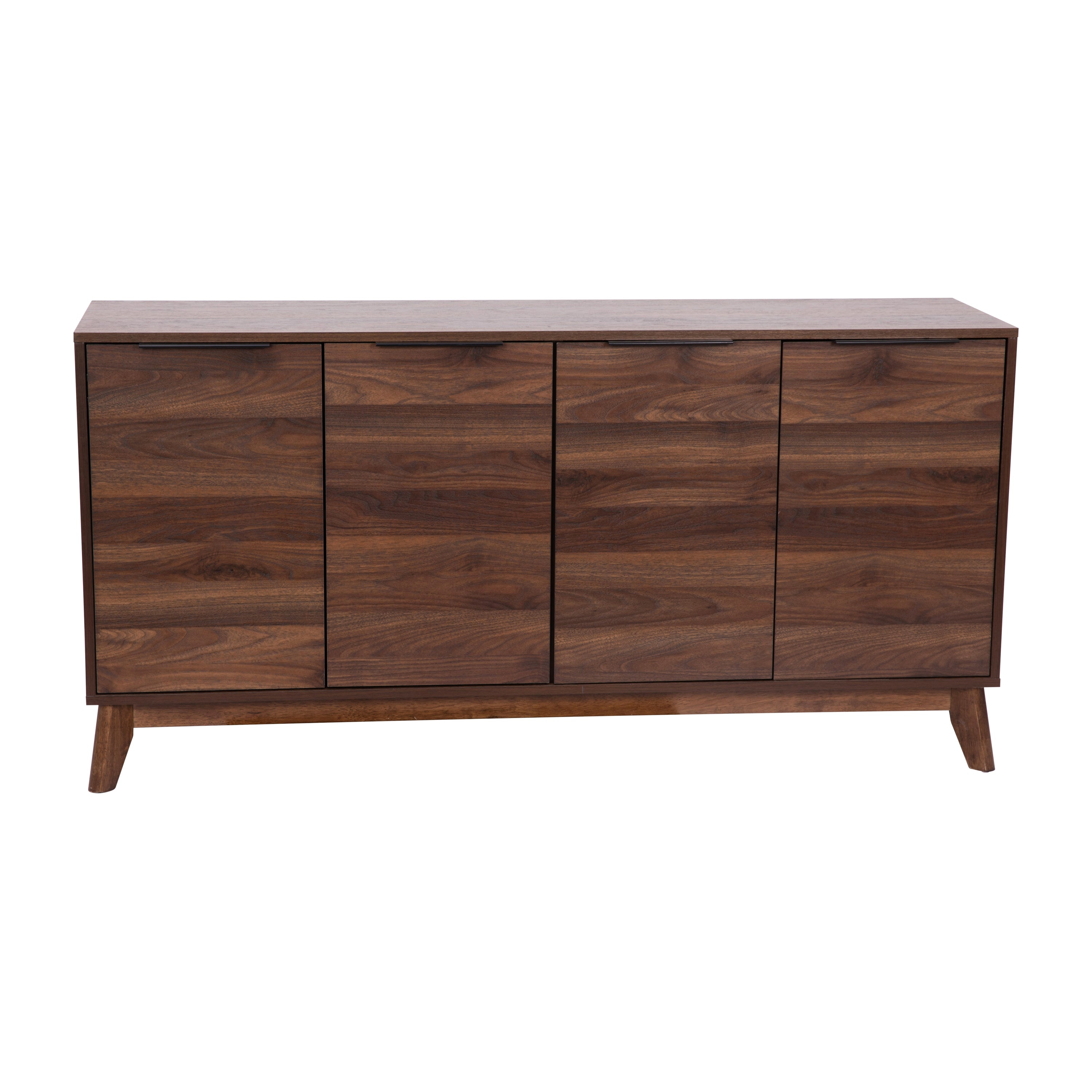 Hatfield Mid-Century Modern 4 Door Storage Buffet Sideboard, 4 Soft Close Doors, Adjustable Shelves, TV Stand for up to 64" TV's