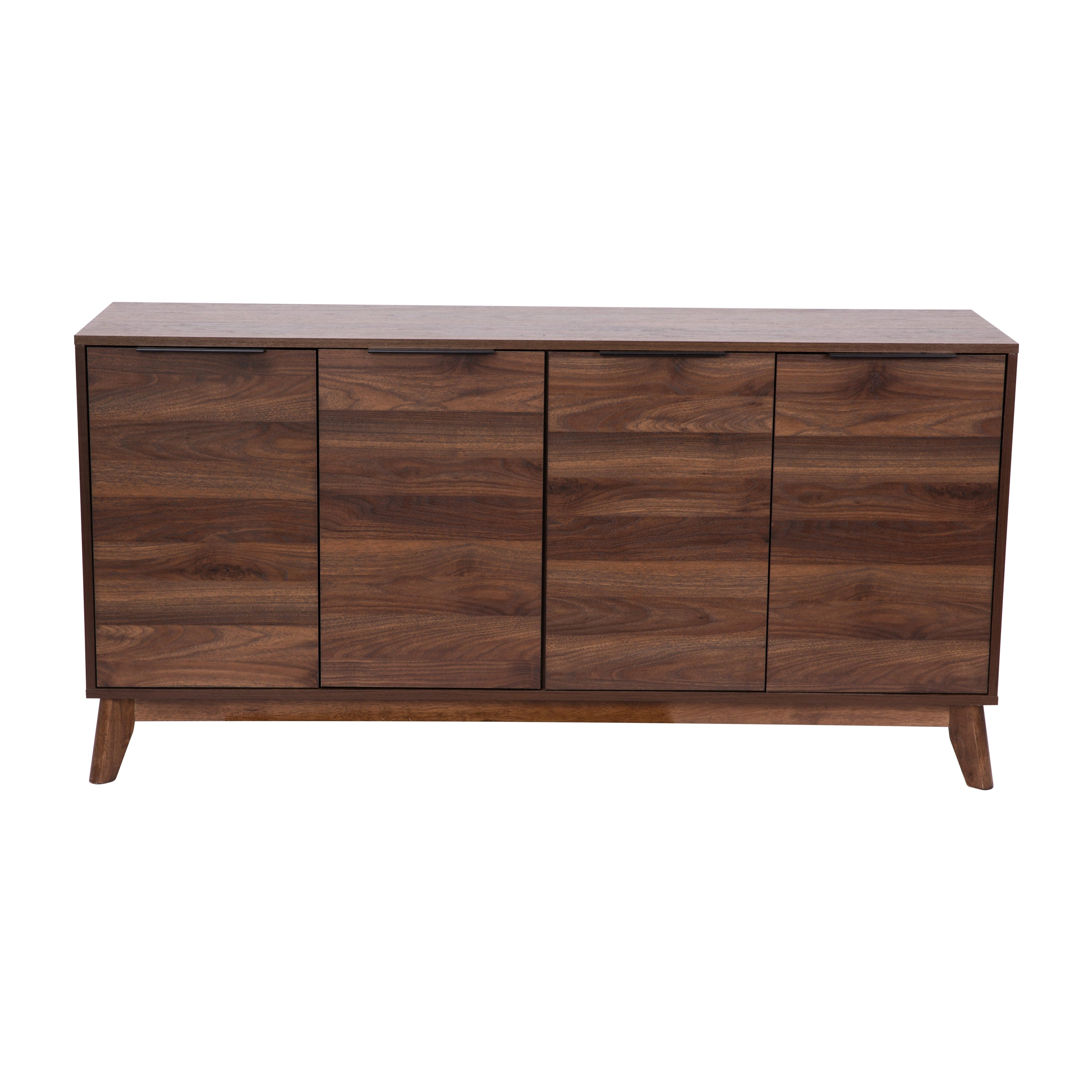 Hatfield Mid-Century Modern 4 Door Storage Buffet Sideboard, 4 Soft Close Doors, Adjustable Shelves, TV Stand for up to 64" TV's