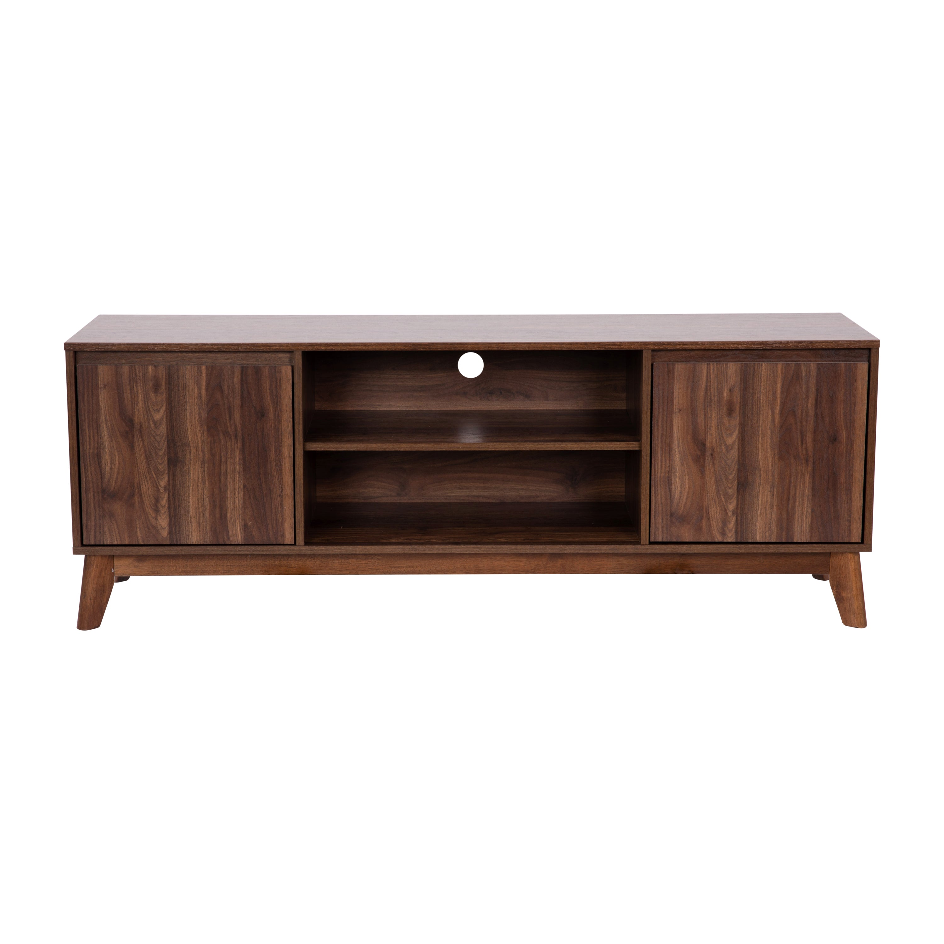 Hatfield Mid-Century Modern TV Stand for up to 64 inch TV's - Media Center with Adjustable Center Shelf and Dual Soft Close Doors-TV Stand-Flash Furniture-Wall2Wall Furnishings