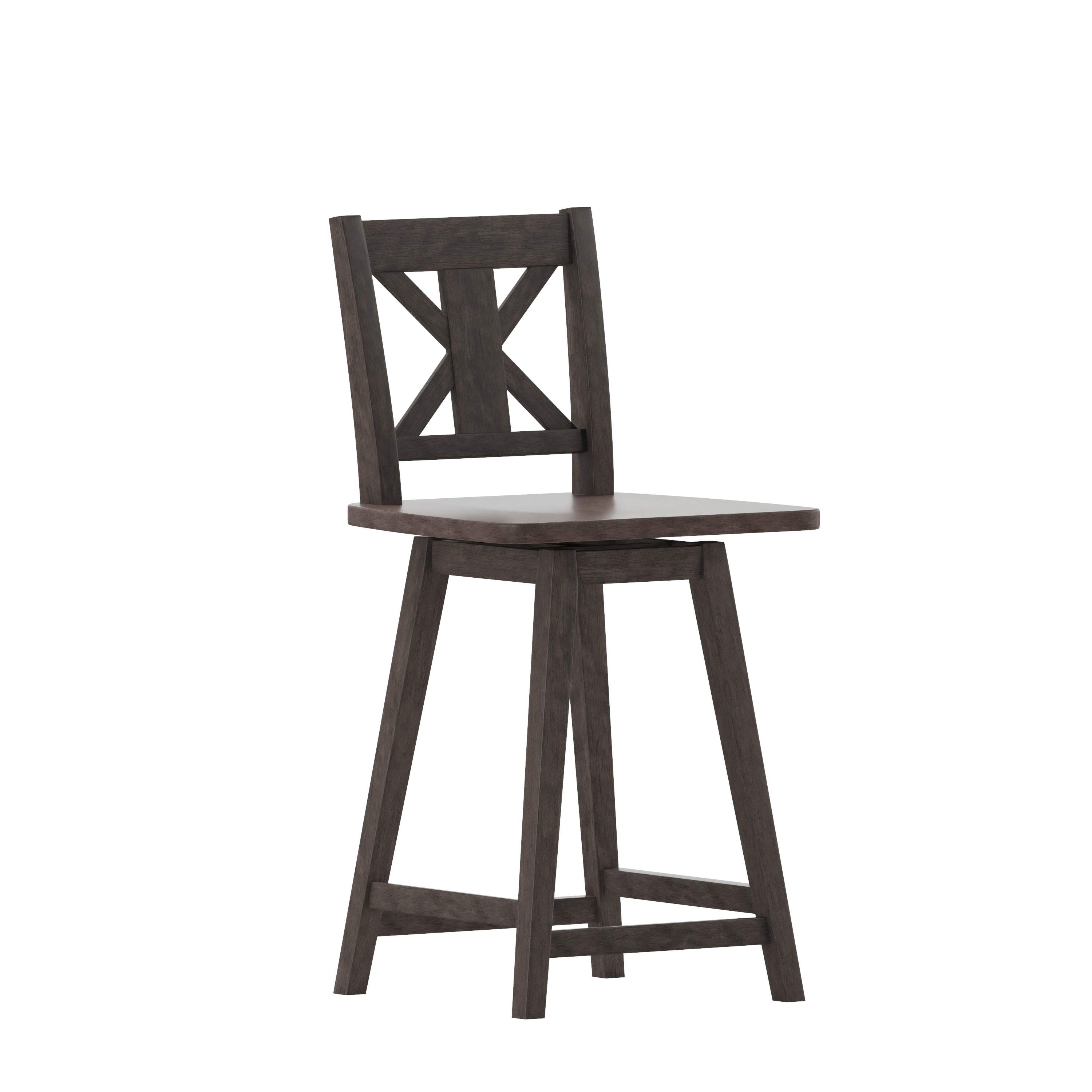 Gwendolyn Solid Wood Modern Farmhouse Swivel Counter Height Barstool