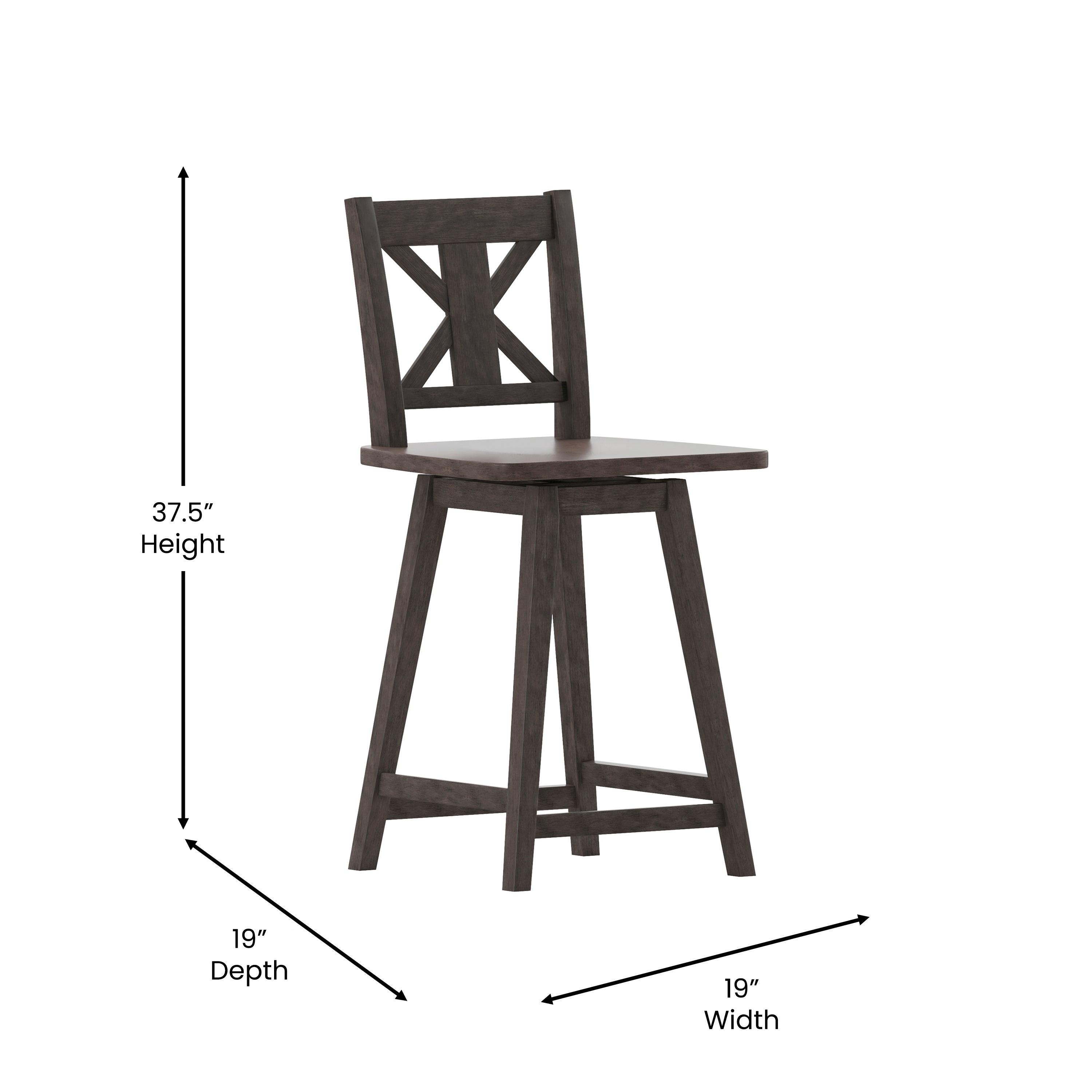 Gwendolyn Solid Wood Modern Farmhouse Swivel Counter Height Barstool