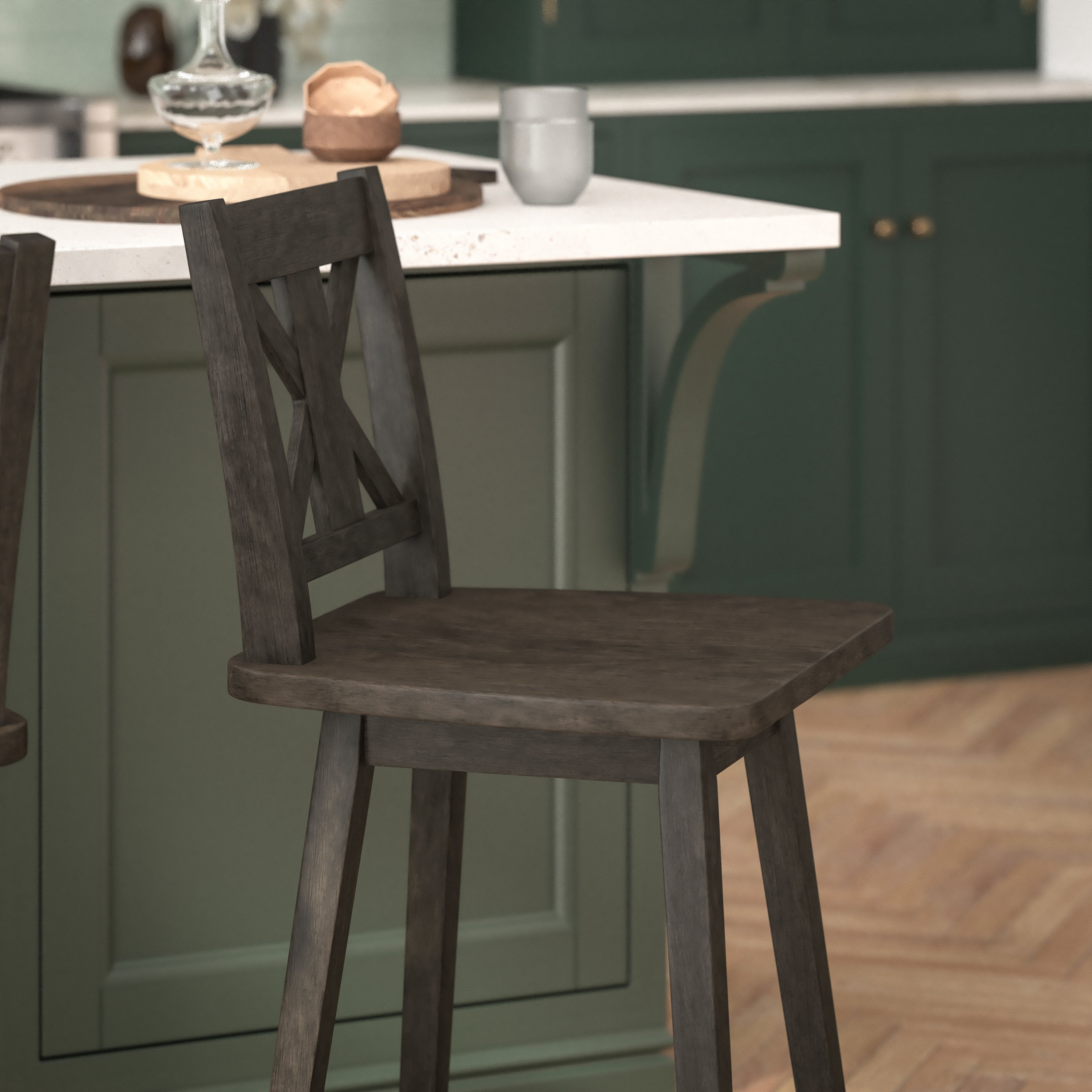 Gwendolyn Solid Wood Modern Farmhouse Swivel Counter Height Barstool