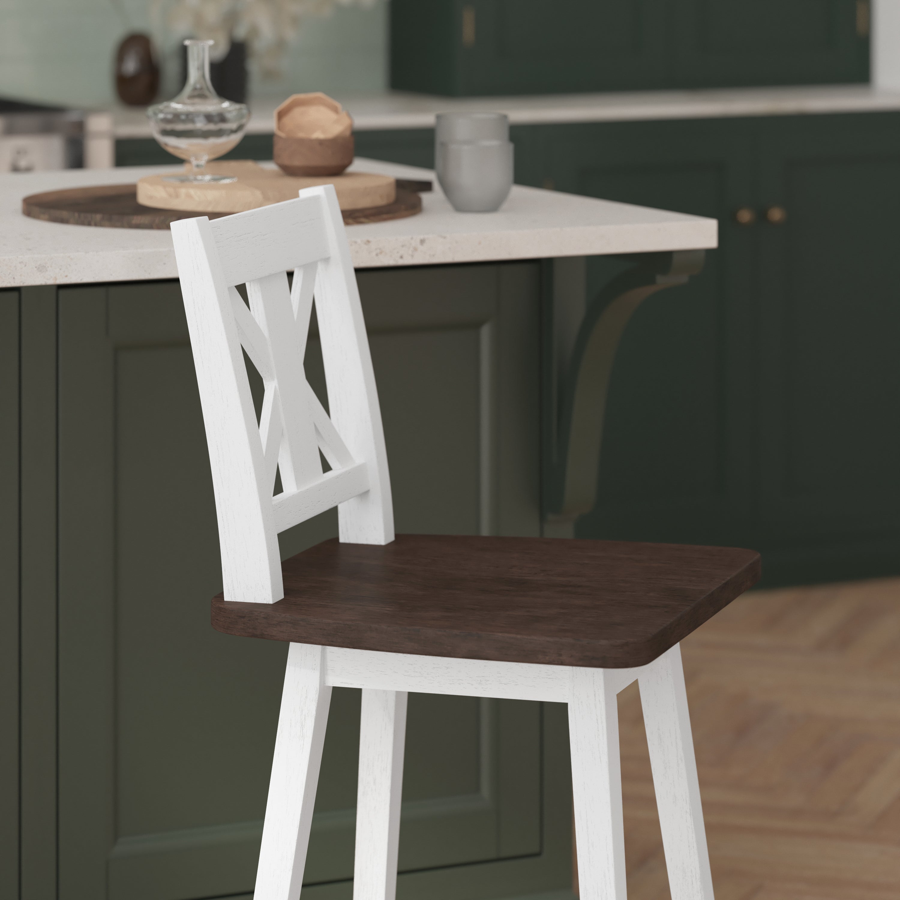 Gwendolyn Solid Wood Modern Farmhouse Swivel Counter Height Barstool