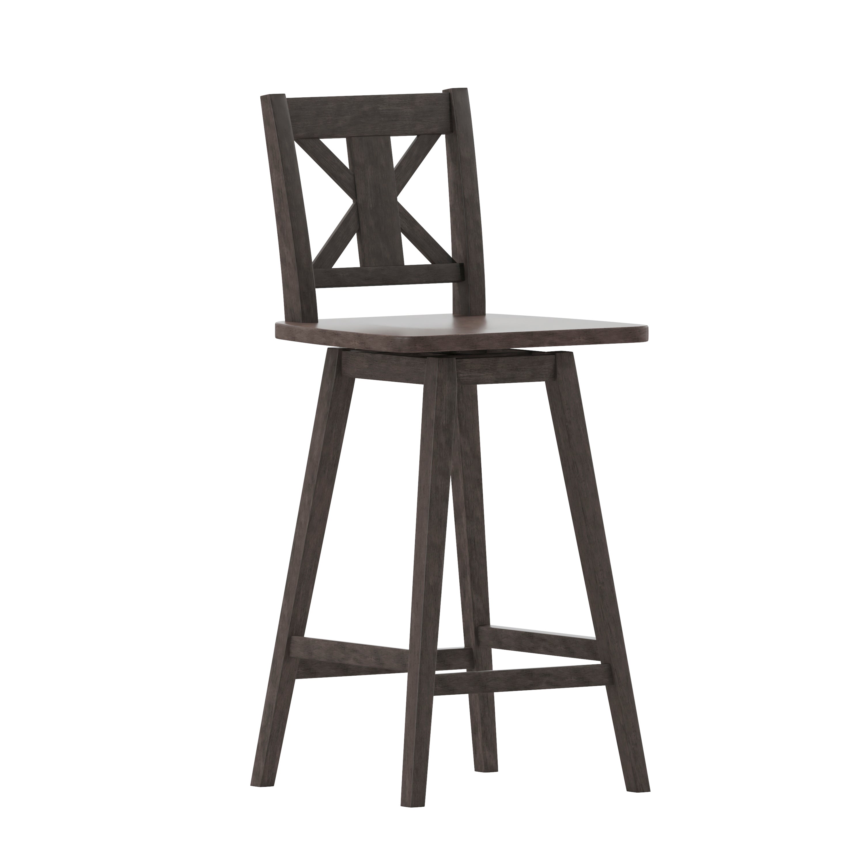 Gwendolyn Solid Wood Modern Farmhouse Swivel Bar Height Barstool