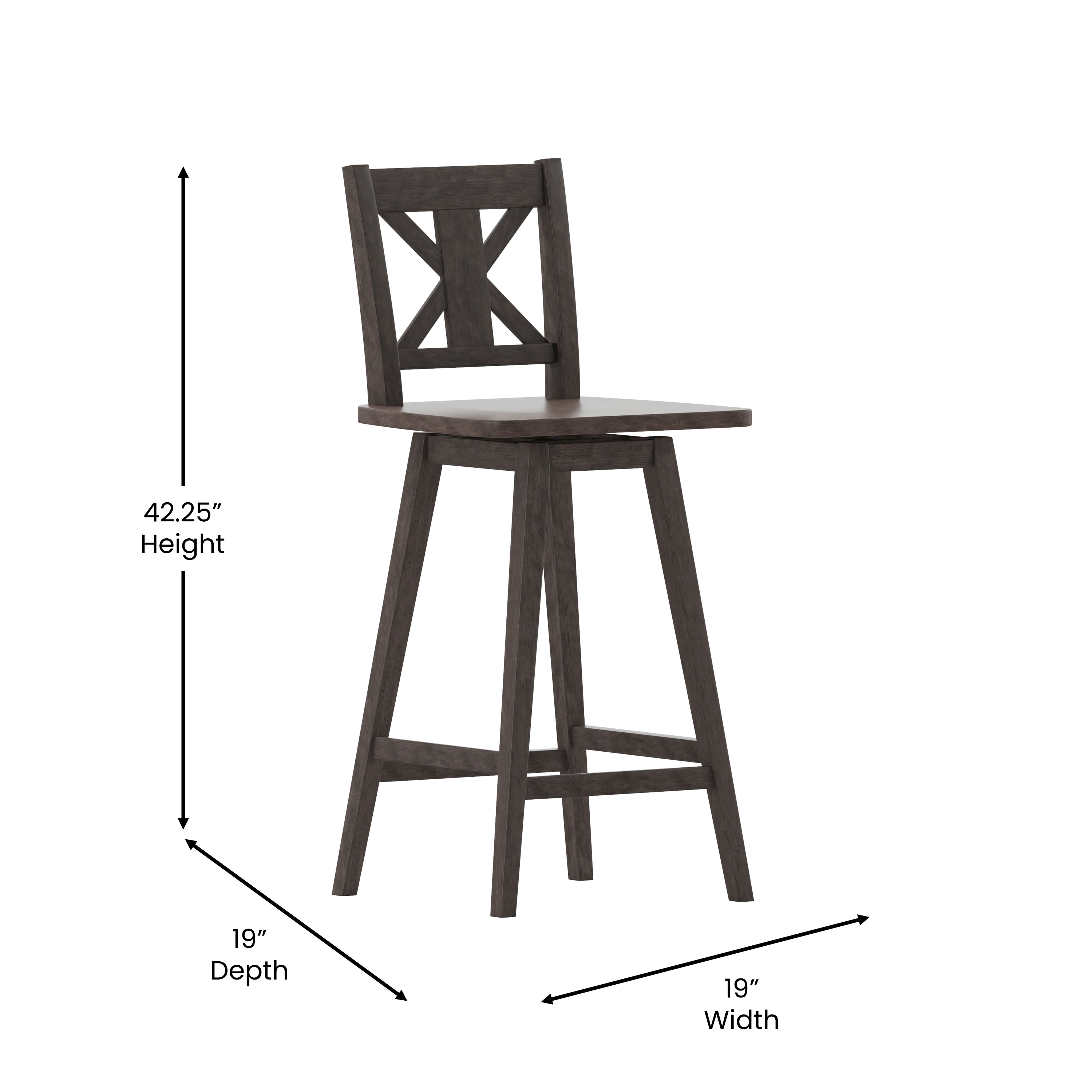 Gwendolyn Solid Wood Modern Farmhouse Swivel Bar Height Barstool