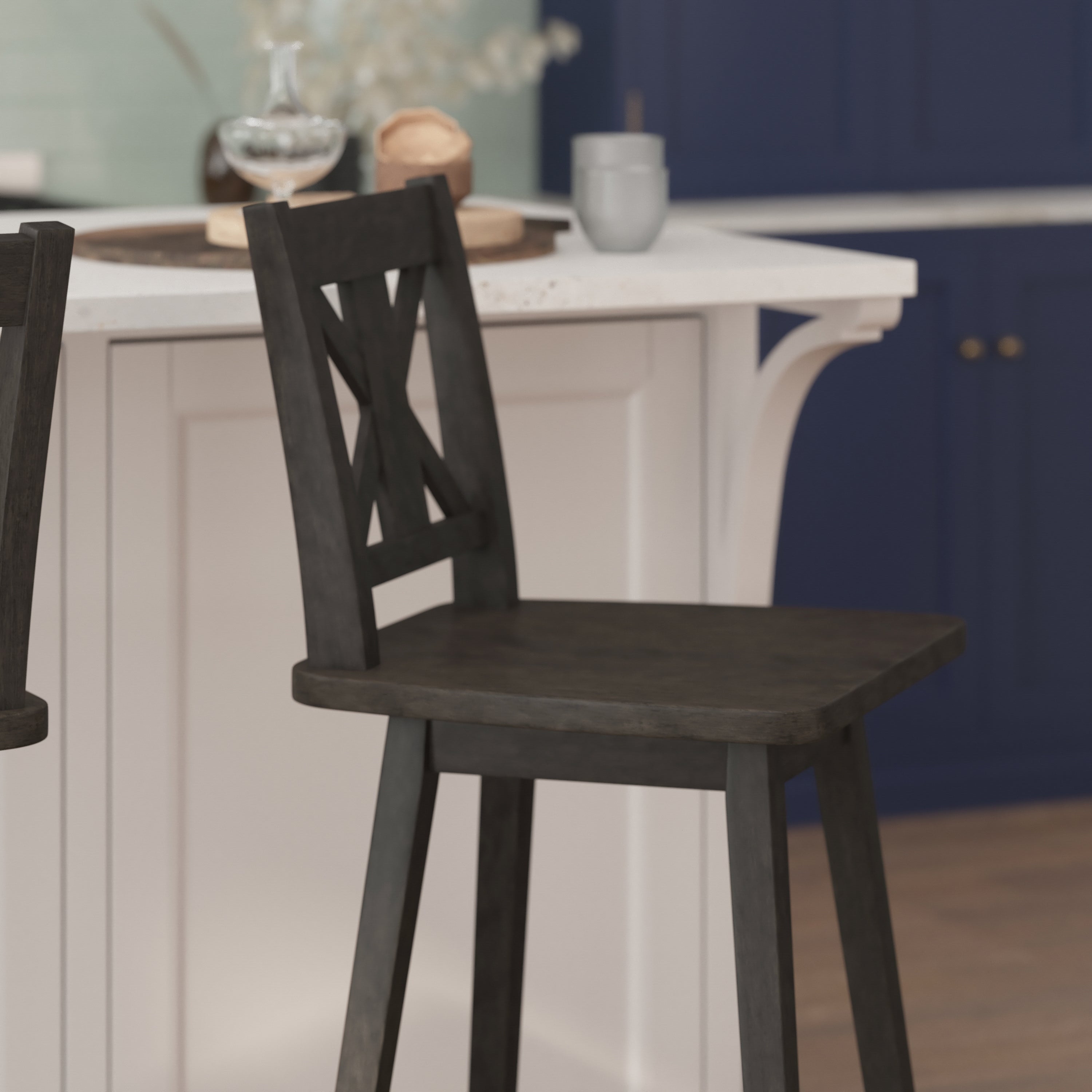 Gwendolyn Solid Wood Modern Farmhouse Swivel Bar Height Barstool