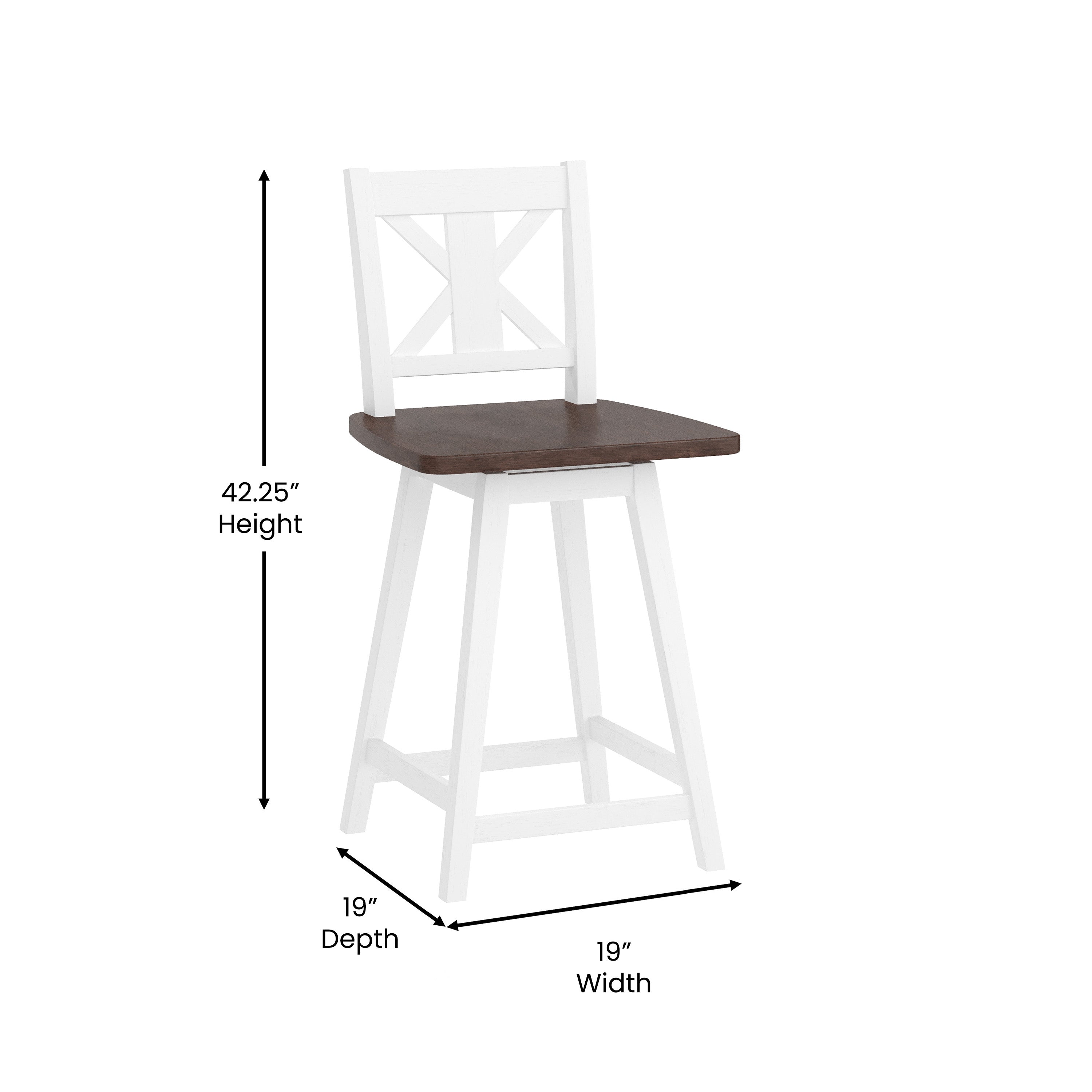 Gwendolyn Solid Wood Modern Farmhouse Swivel Bar Height Barstool