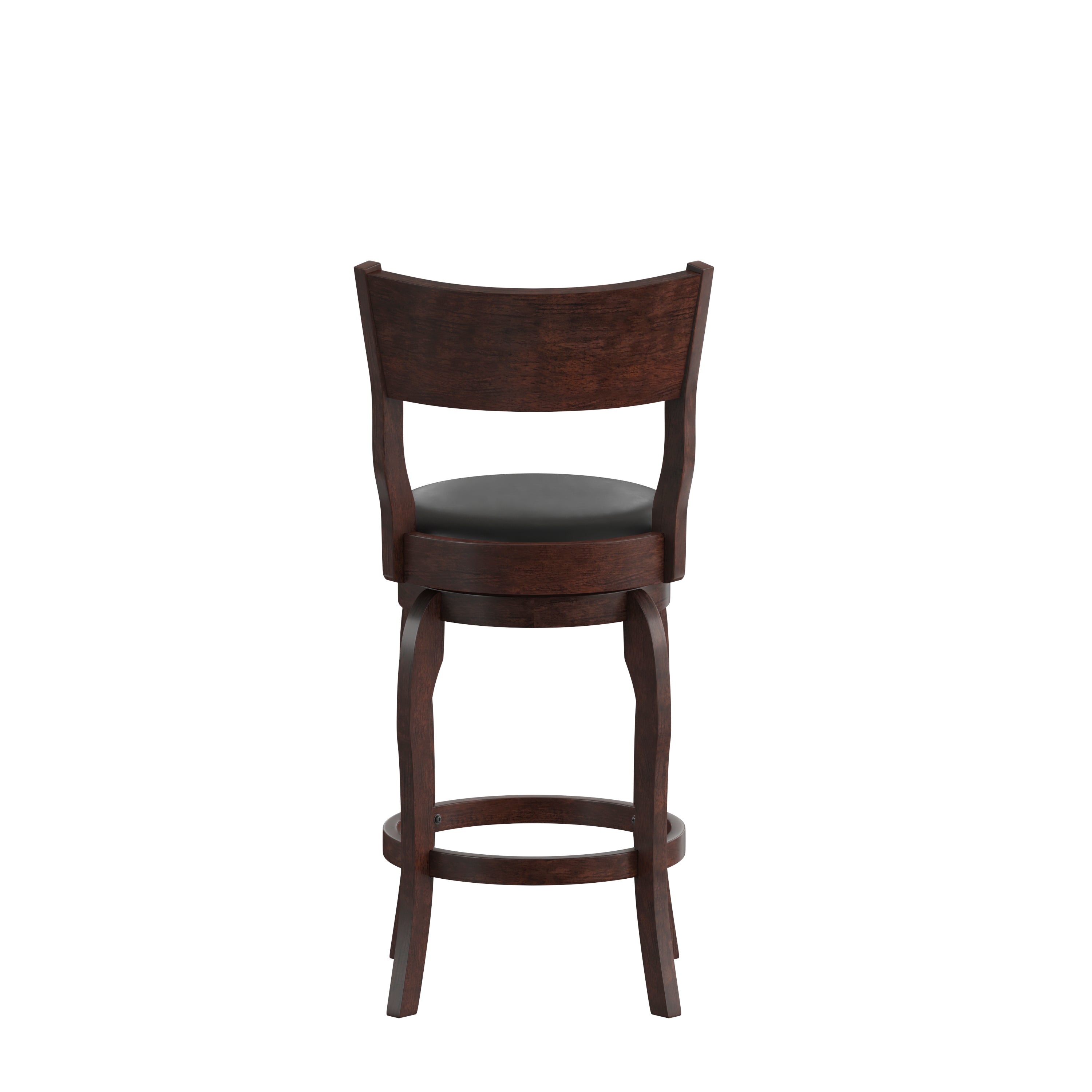 Nichola Classic Open Back Swivel Counter Height Pub Barstool with Bowed Wooden Frame and Padded, Uphosltered Seat