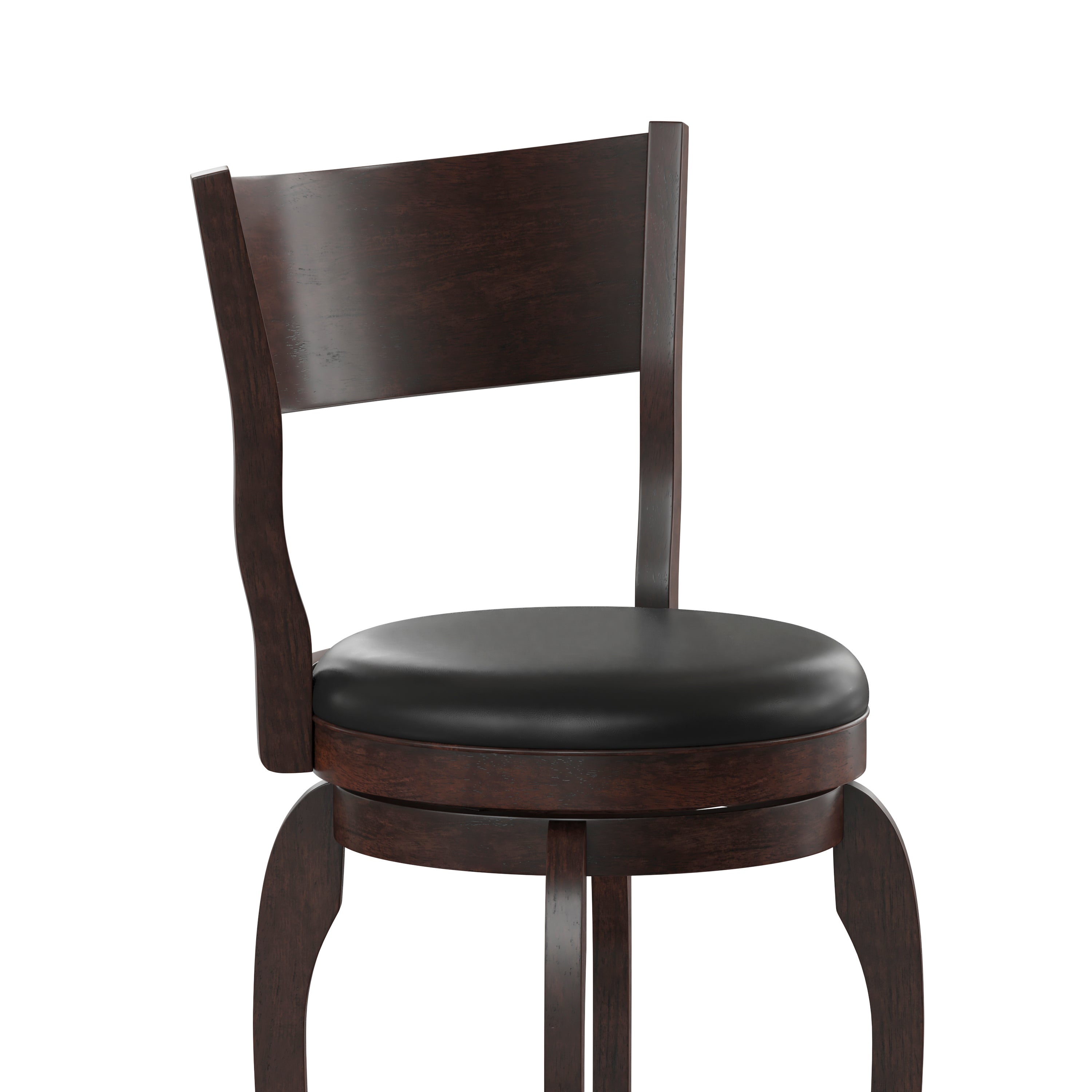 Nichola Classic Open Back Swivel Bar Height Pub Barstool with Bowed Wooden Frame and Padded, Uphosltered Seat