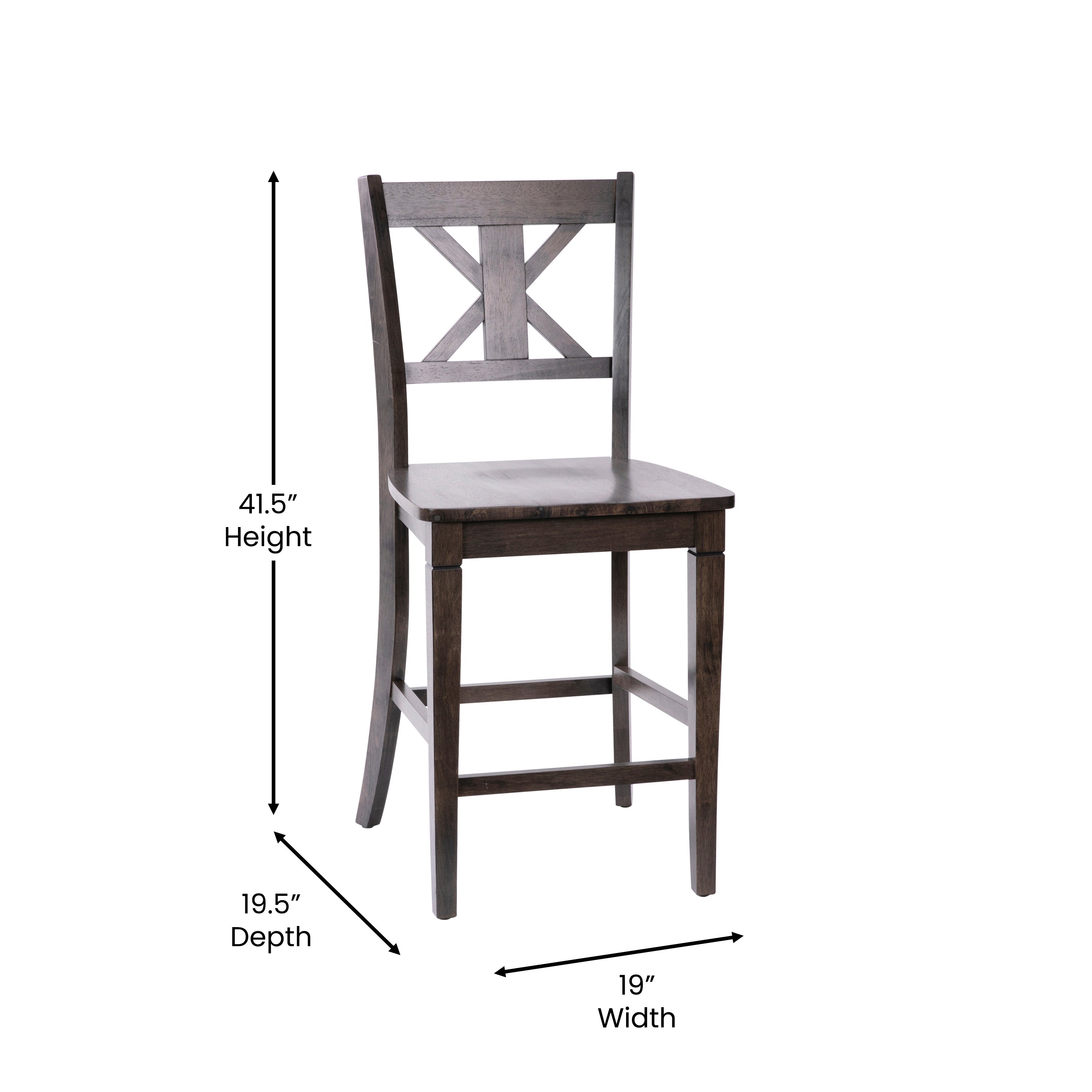 Gwendolyn Set of 2 Solid Wood Modern Farmhouse Counter Height Barstool