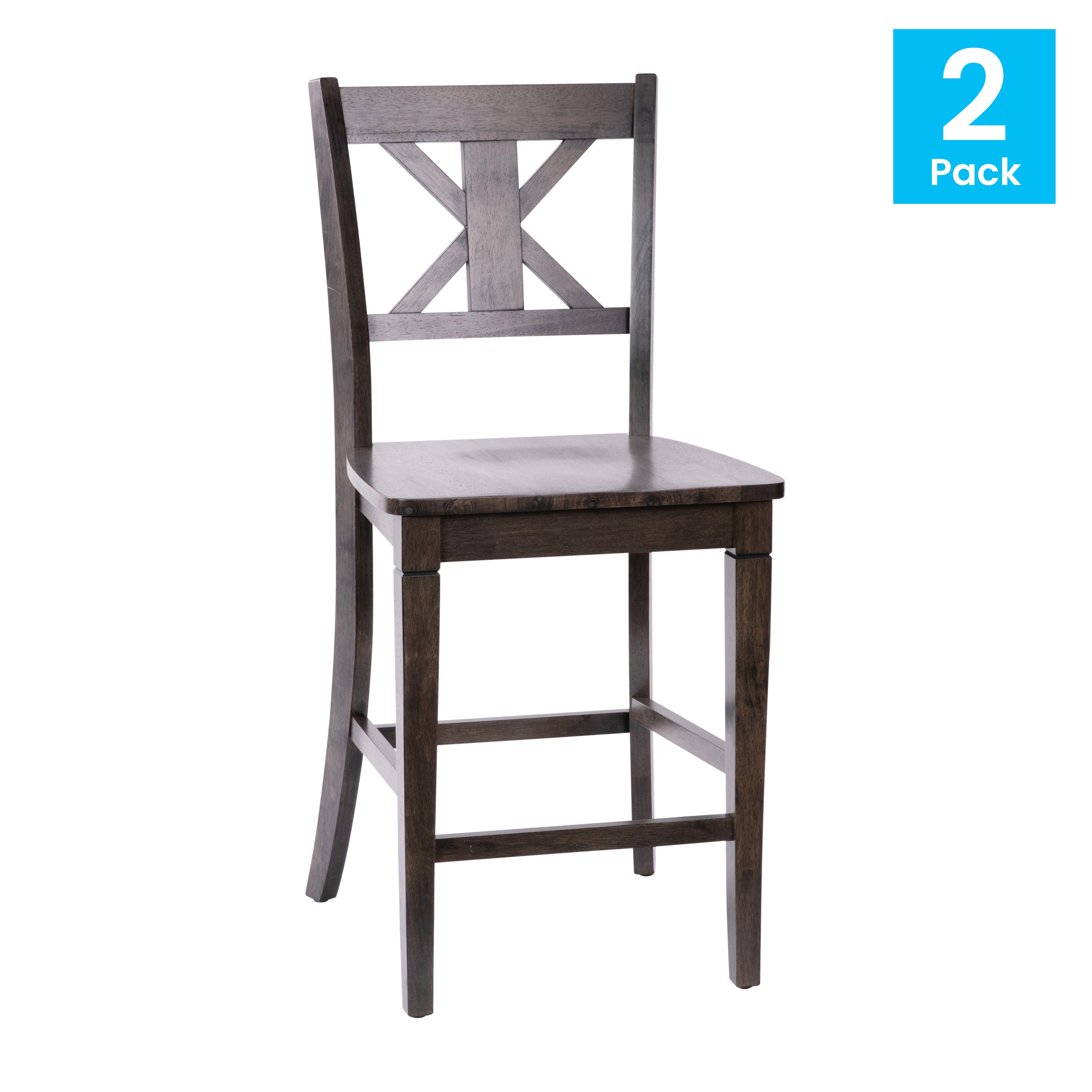 Gwendolyn Set of 2 Solid Wood Modern Farmhouse Counter Height Barstool