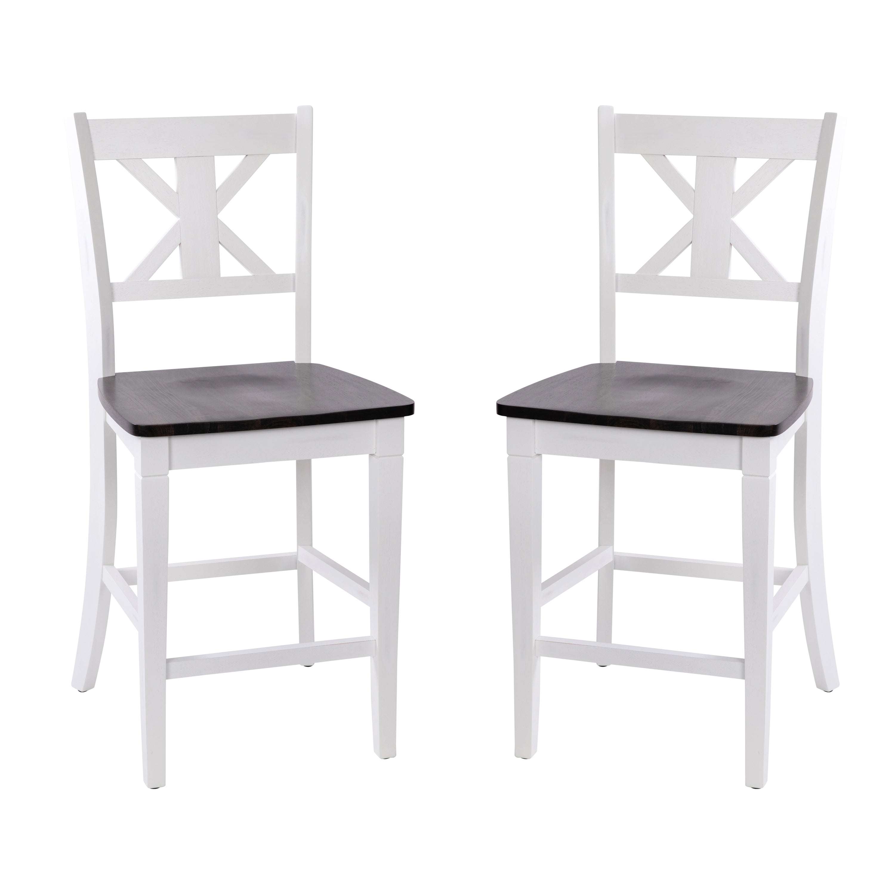 Gwendolyn Set of 2 Commercial Grade Solid Wood Modern Farmhouse Counter Height Barstool-Barstool-Flash Furniture-Wall2Wall Furnishings
