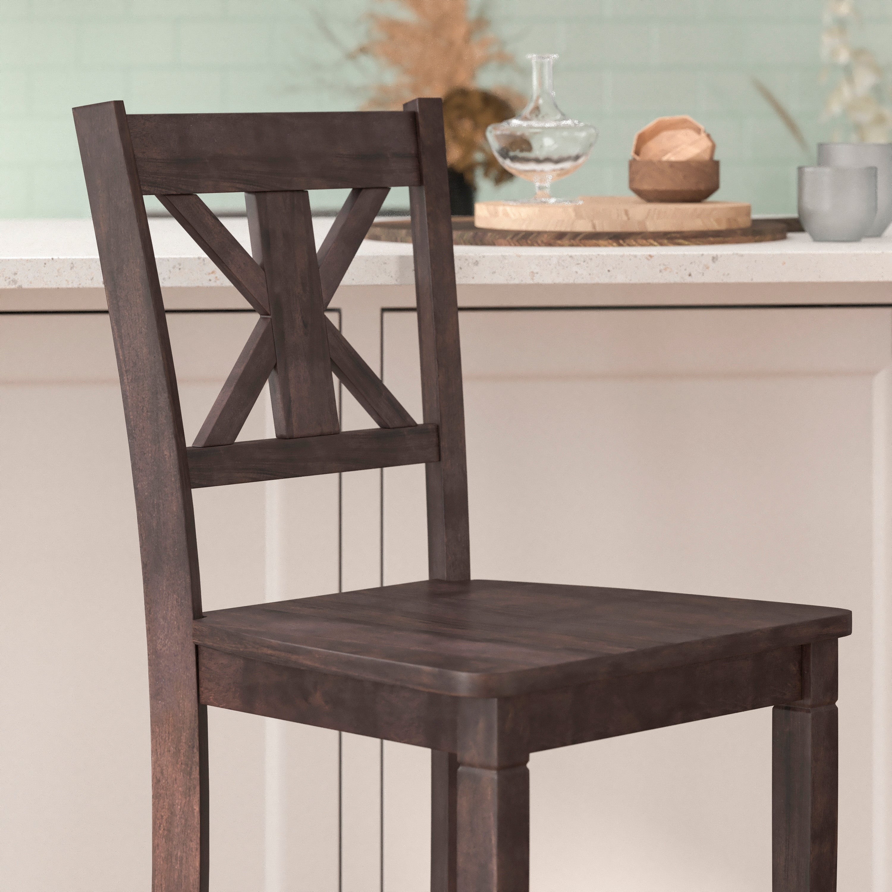 Gwendolyn Set of 2 Solid Wood Modern Farmhouse Counter Height Barstool