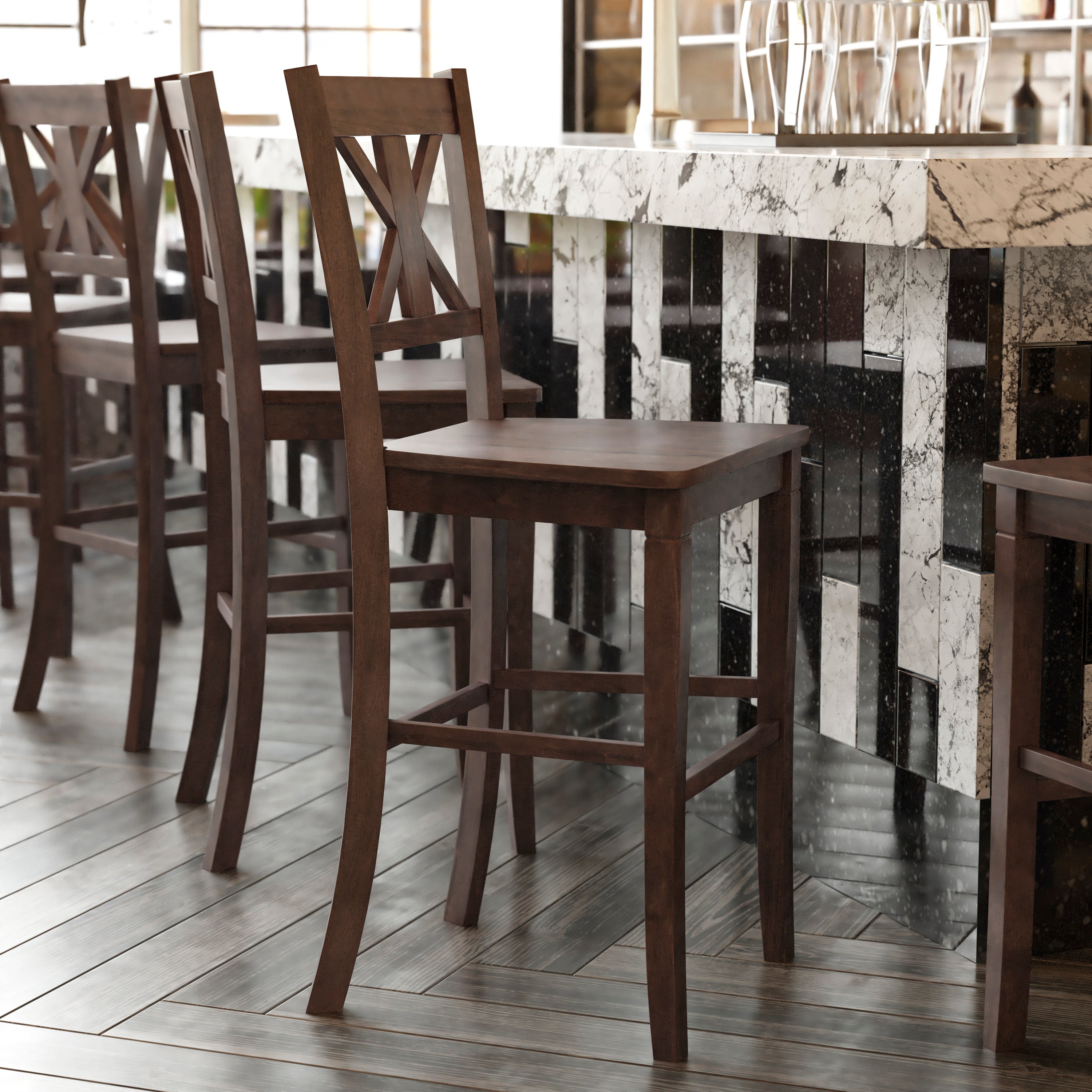 Gwendolyn Set of 2 Solid Wood Modern Farmhouse Counter Height Barstool