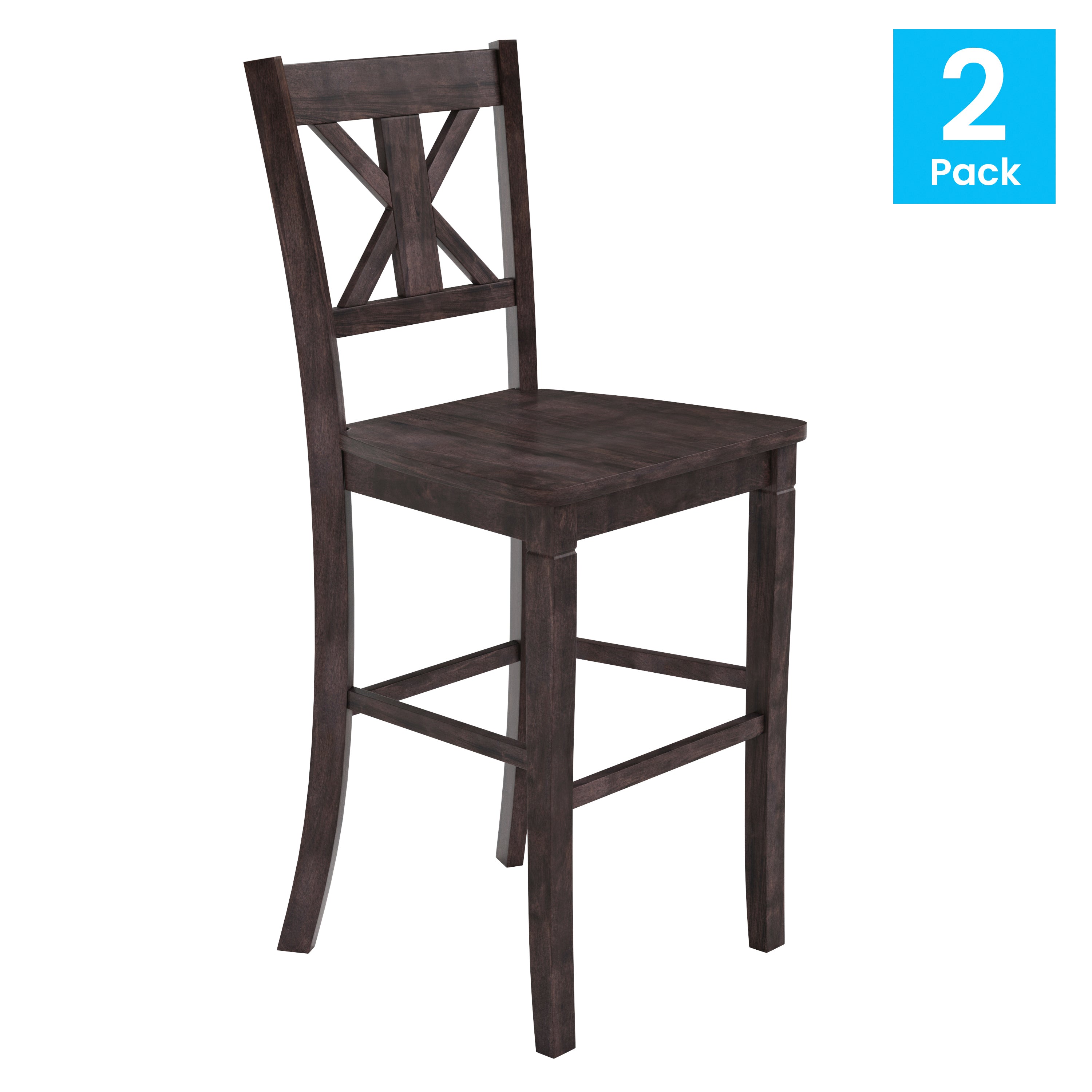 Gwendolyn Set of 2 Solid Wood Modern Farmhouse Counter Height Barstool