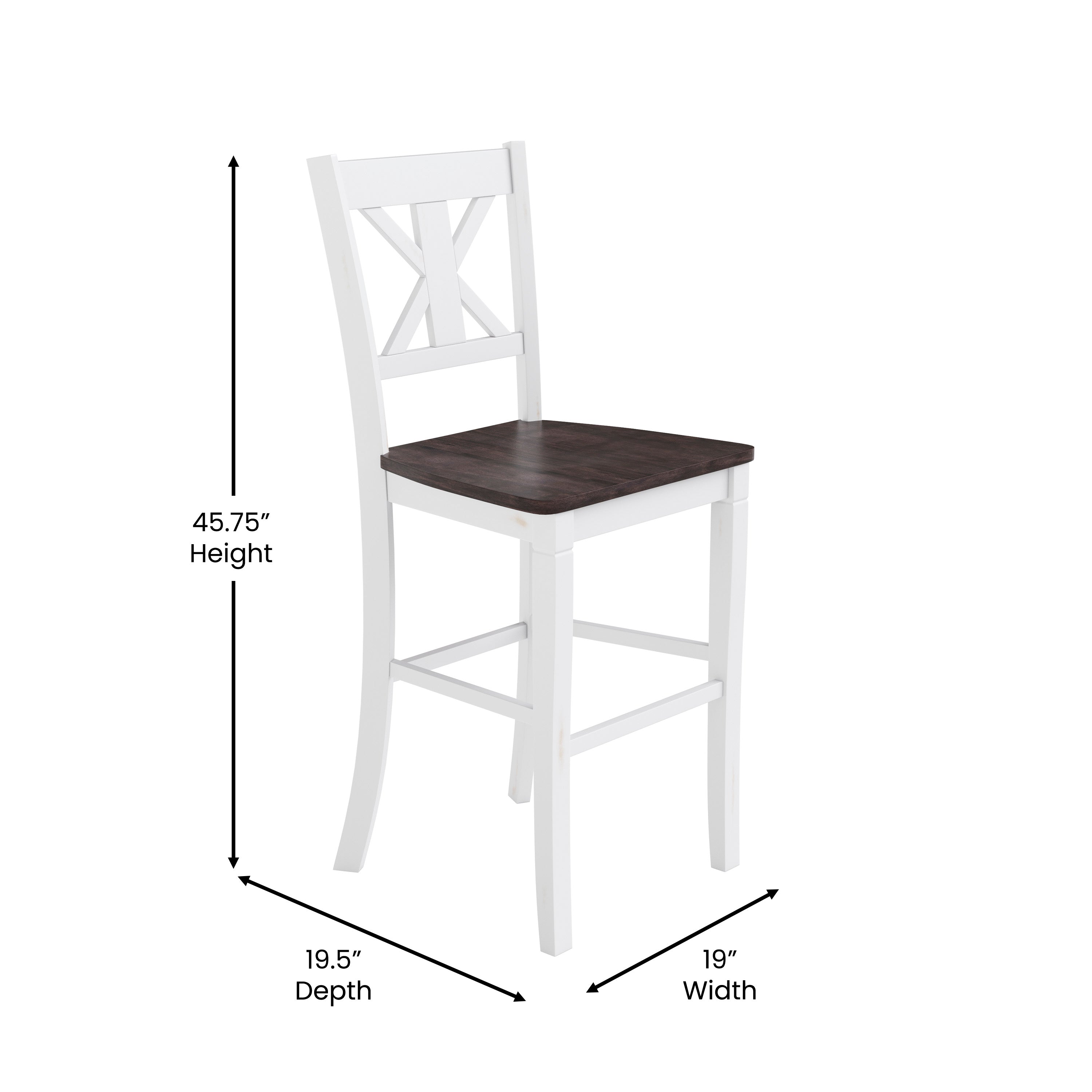 Gwendolyn Set of 2 Solid Wood Modern Farmhouse Counter Height Barstool