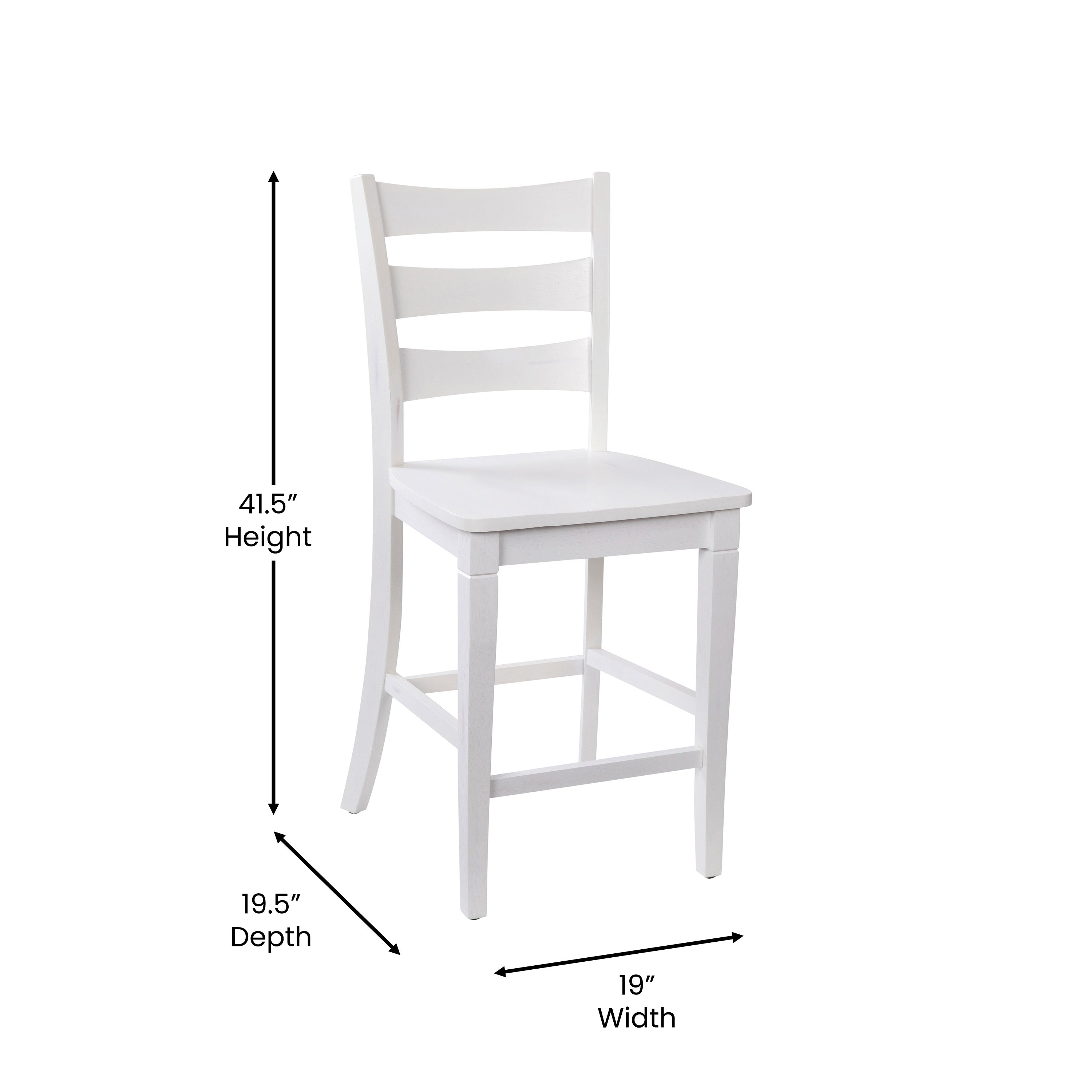 Liesel Set of 2 Wooden Classic Ladderback Counter Height Barstool with Solid Wood Seat