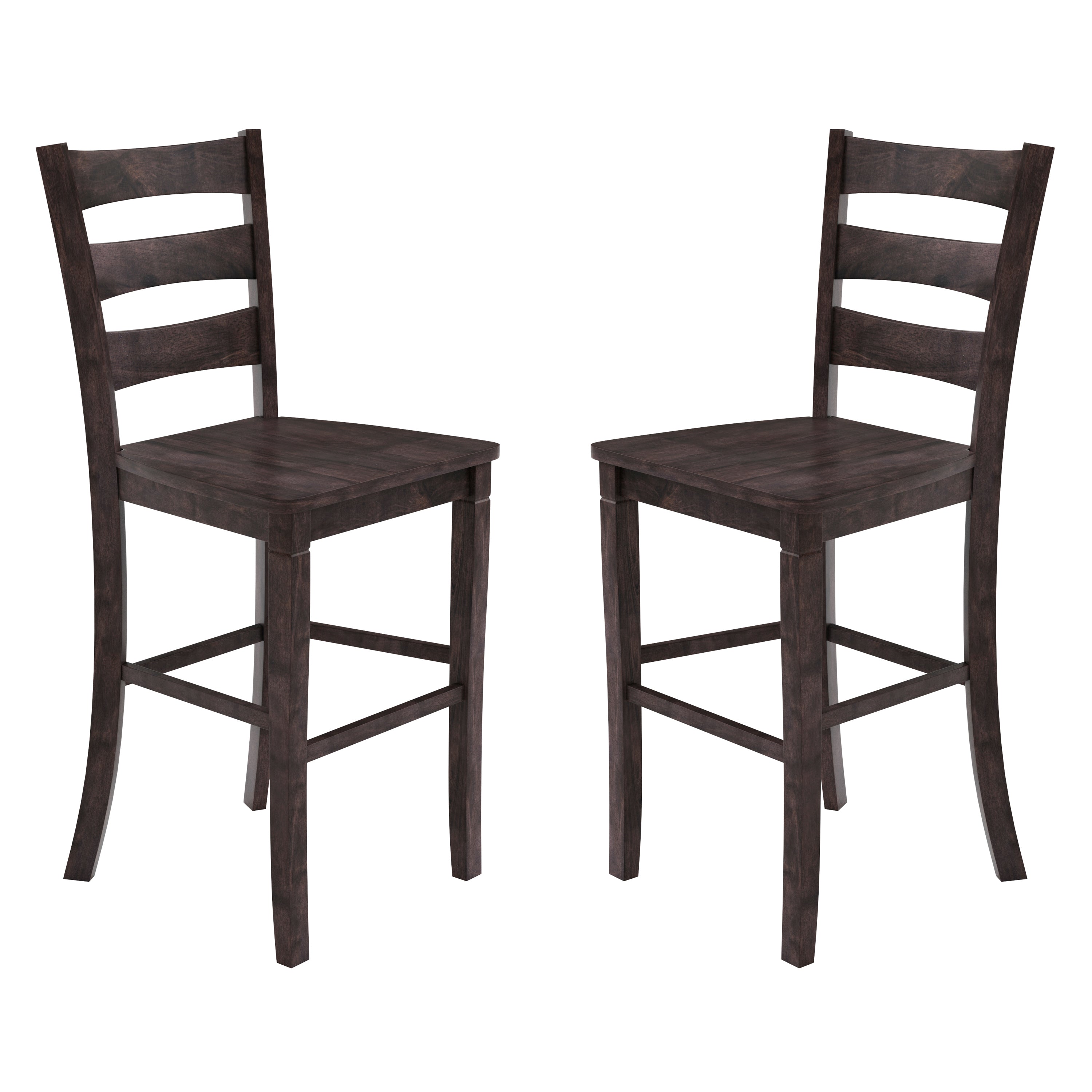 Liesel Set of 2 Commercial Grade Wooden Classic Ladderback Bar Height Barstool with Solid Wood Seat-Barstool-Flash Furniture-Wall2Wall Furnishings