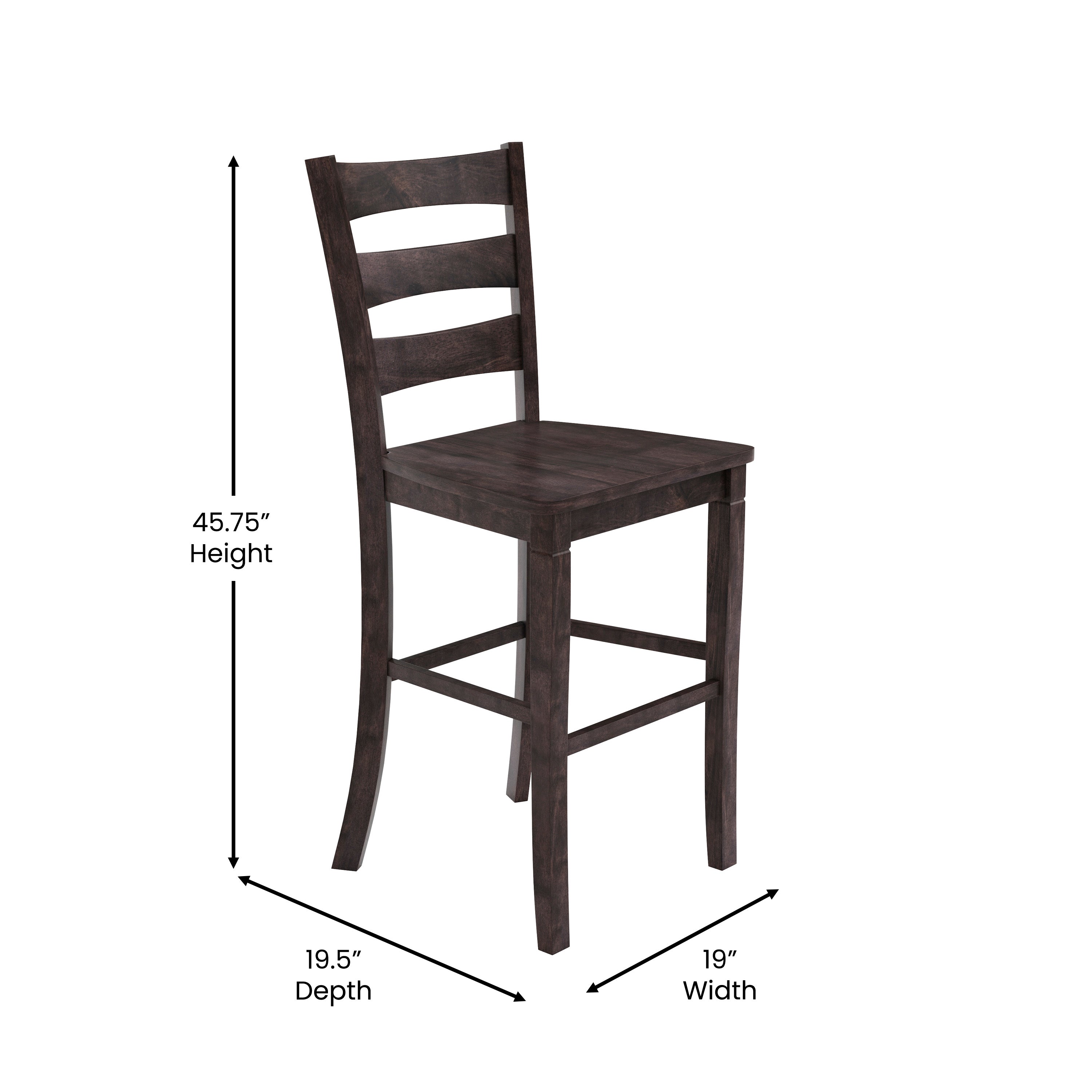 Liesel Set of 2 Commercial Grade Wooden Classic Ladderback Bar Height Barstool with Solid Wood Seat-Barstool-Flash Furniture-Wall2Wall Furnishings