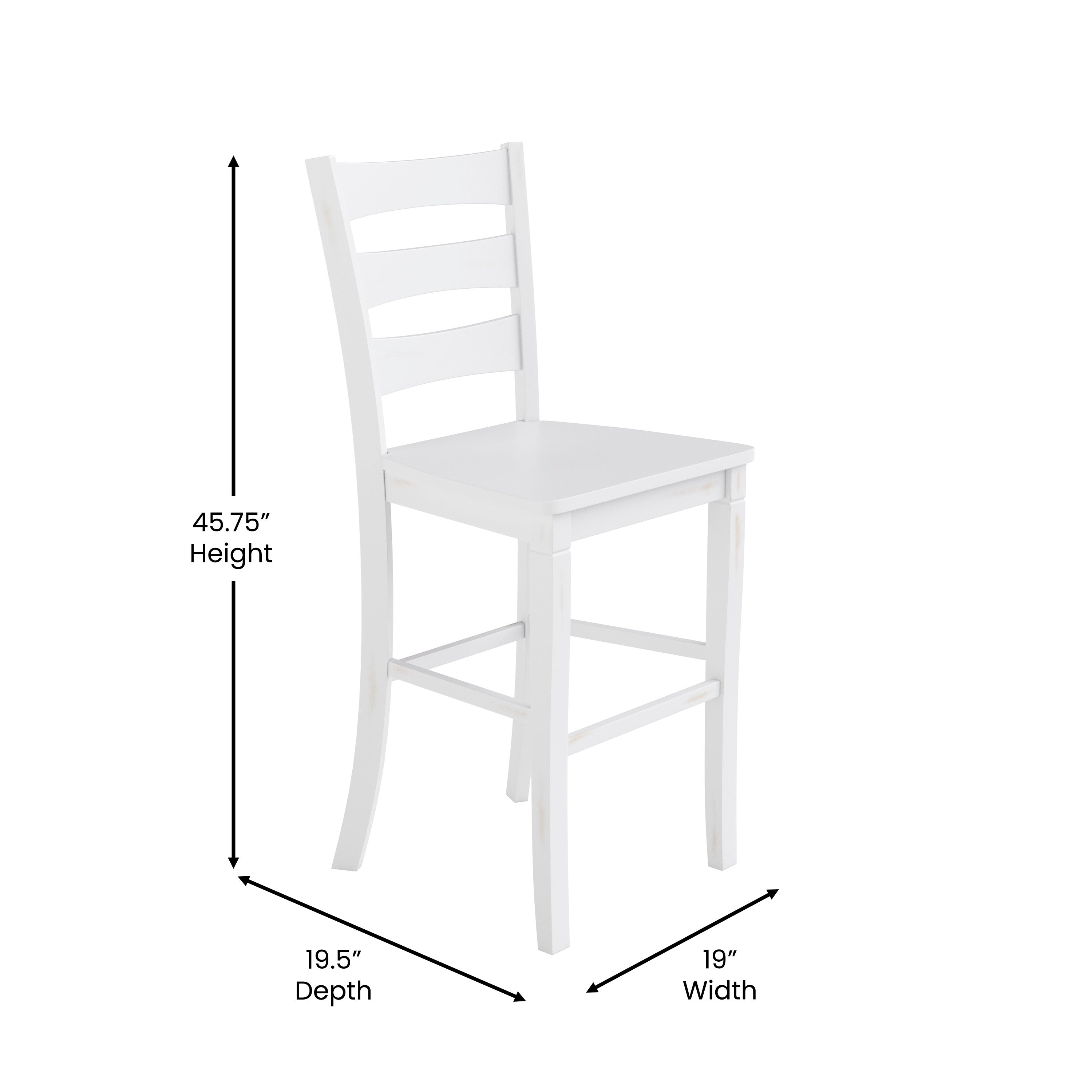 Liesel Set of 2 Wooden Classic Ladderback Bar Height Barstool with Solid Wood Seat
