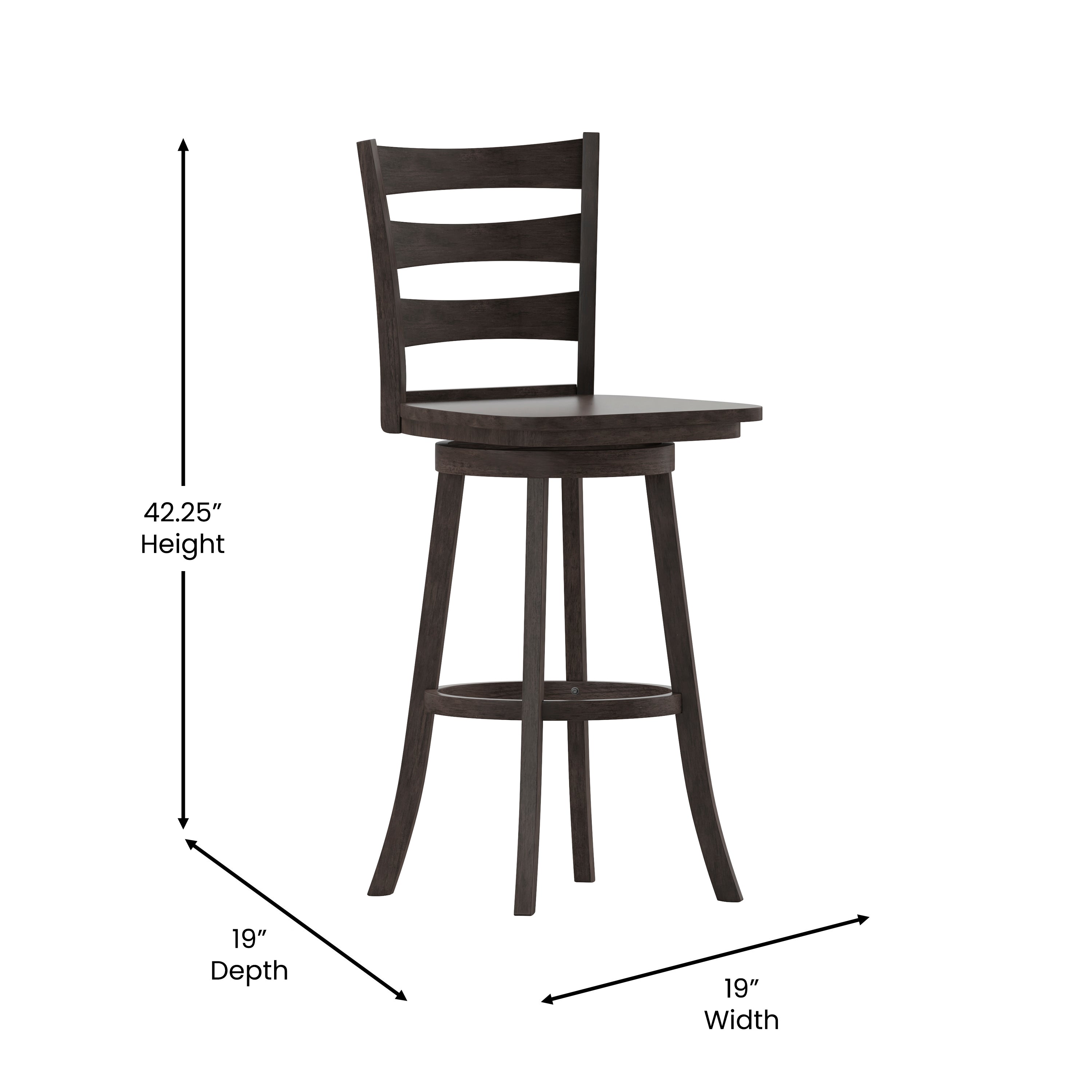Liesel Wooden Classic Ladderback Swivel Bar Height Barstool with Solid Wood Seat