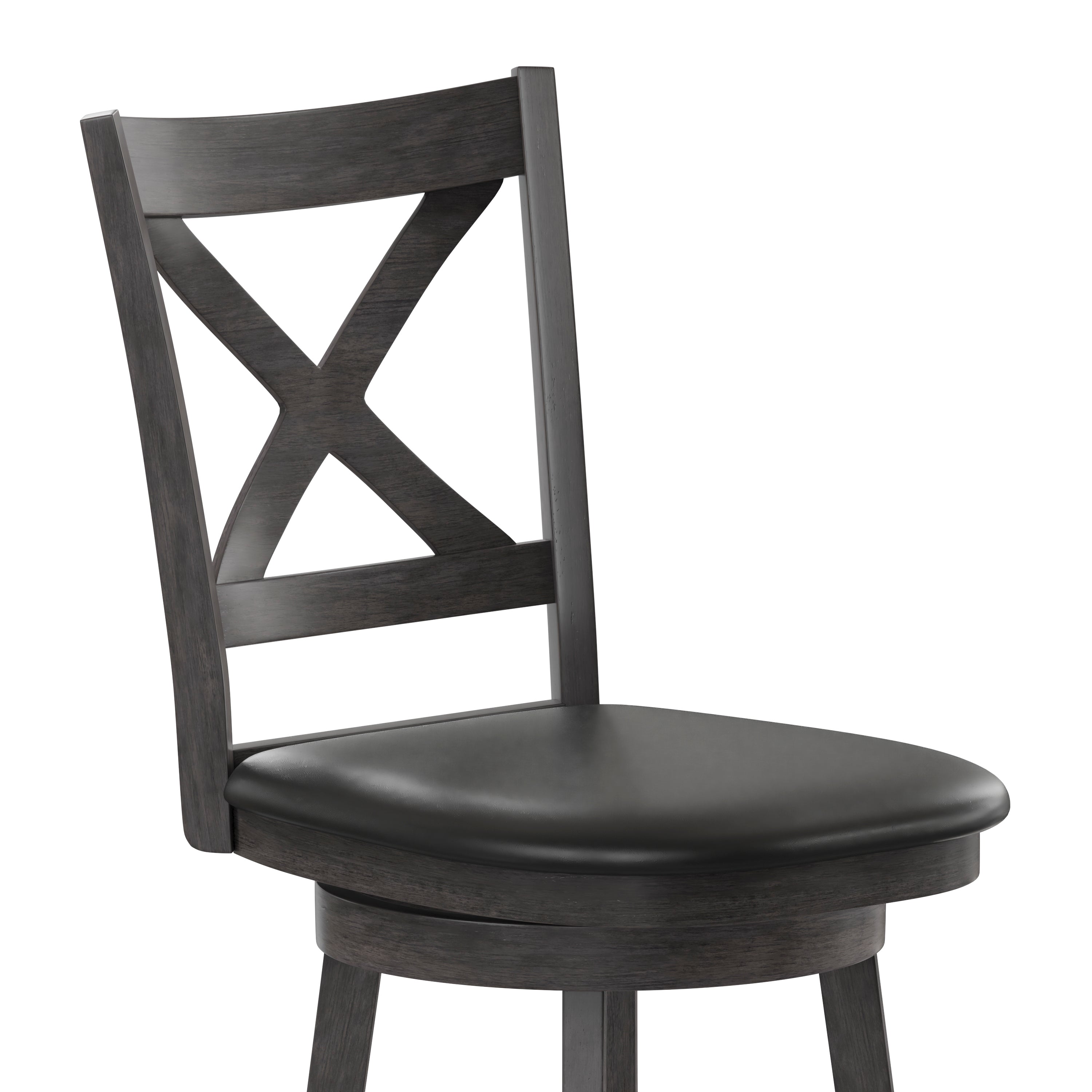 Felicity Wood Classic Crossback Swivel Counter Height Barstool with Padded, Upholstered Seat