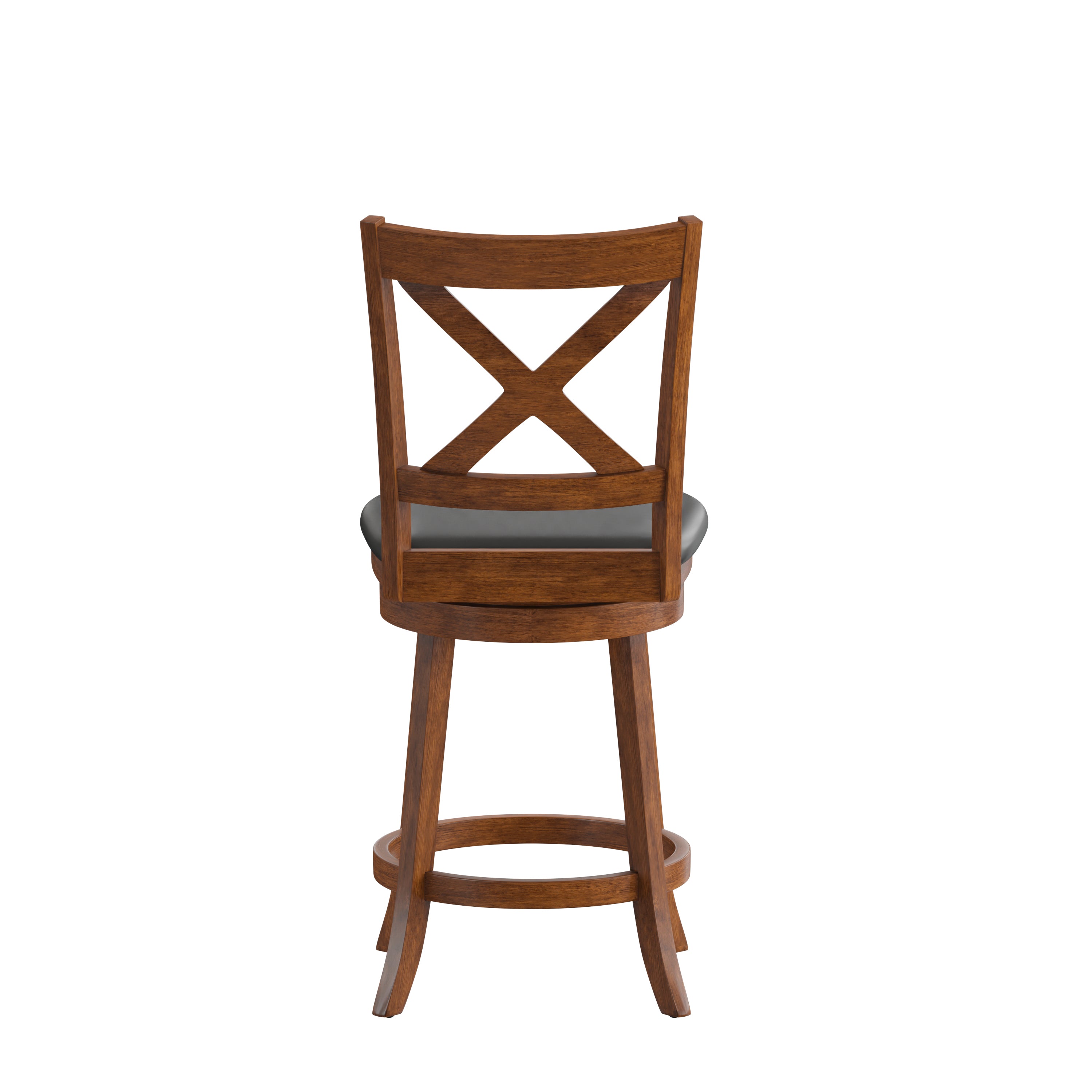 Felicity Wood Classic Crossback Swivel Counter Height Barstool with Padded, Upholstered Seat