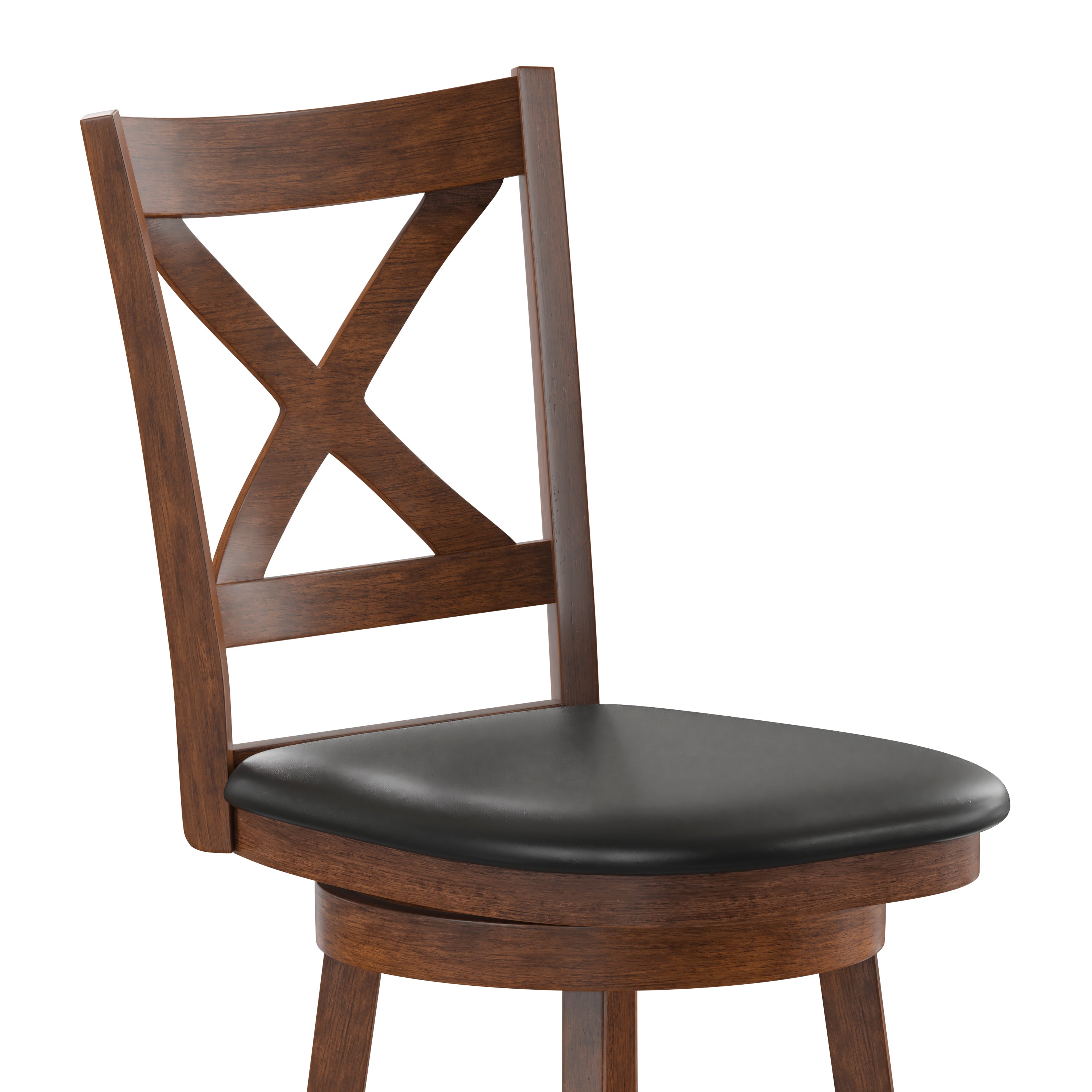Felicity Wood Classic Crossback Swivel Counter Height Barstool with Padded, Upholstered Seat