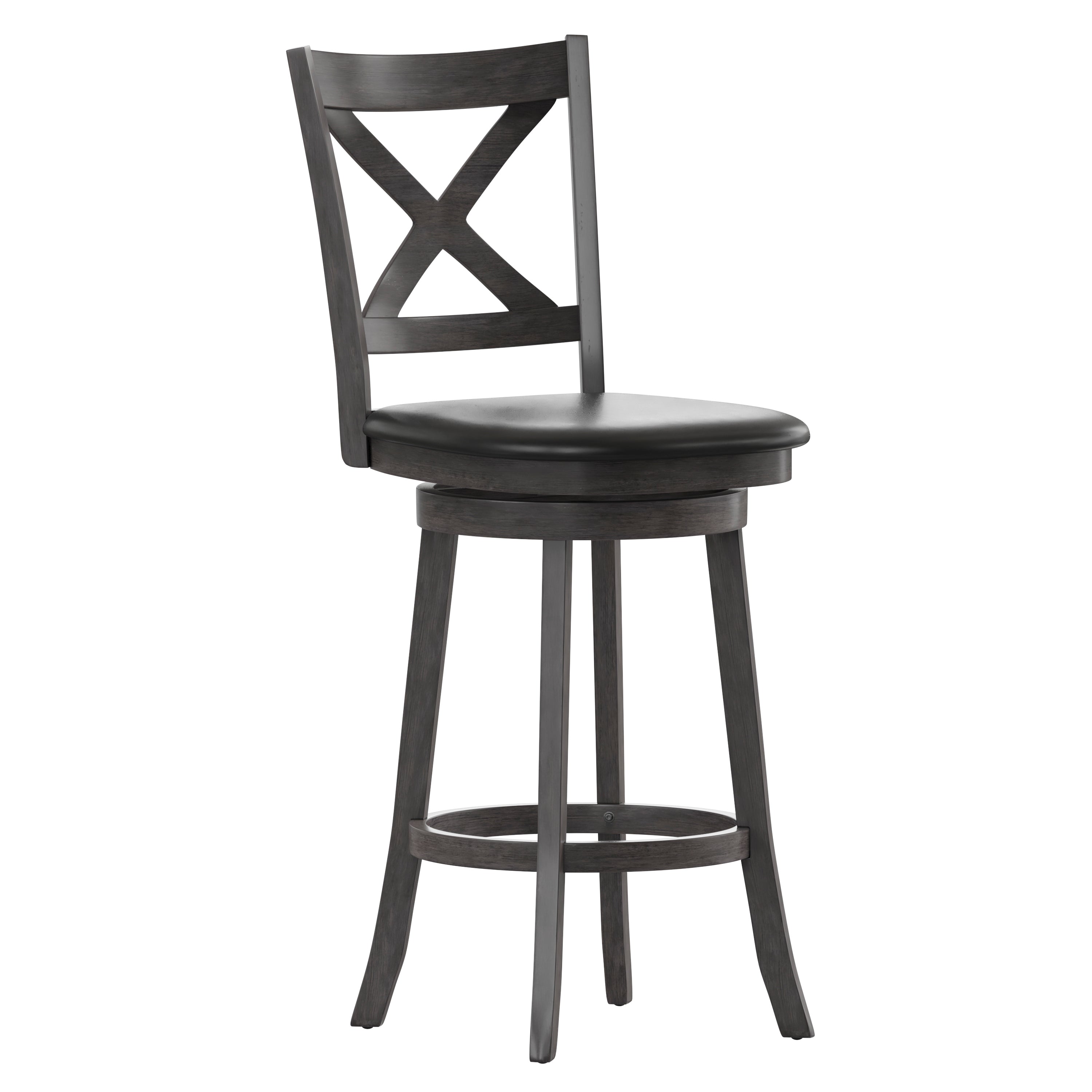 Felicity Wood Classic Crossback Swivel Bar Height Barstool with Padded, Upholstered Seat