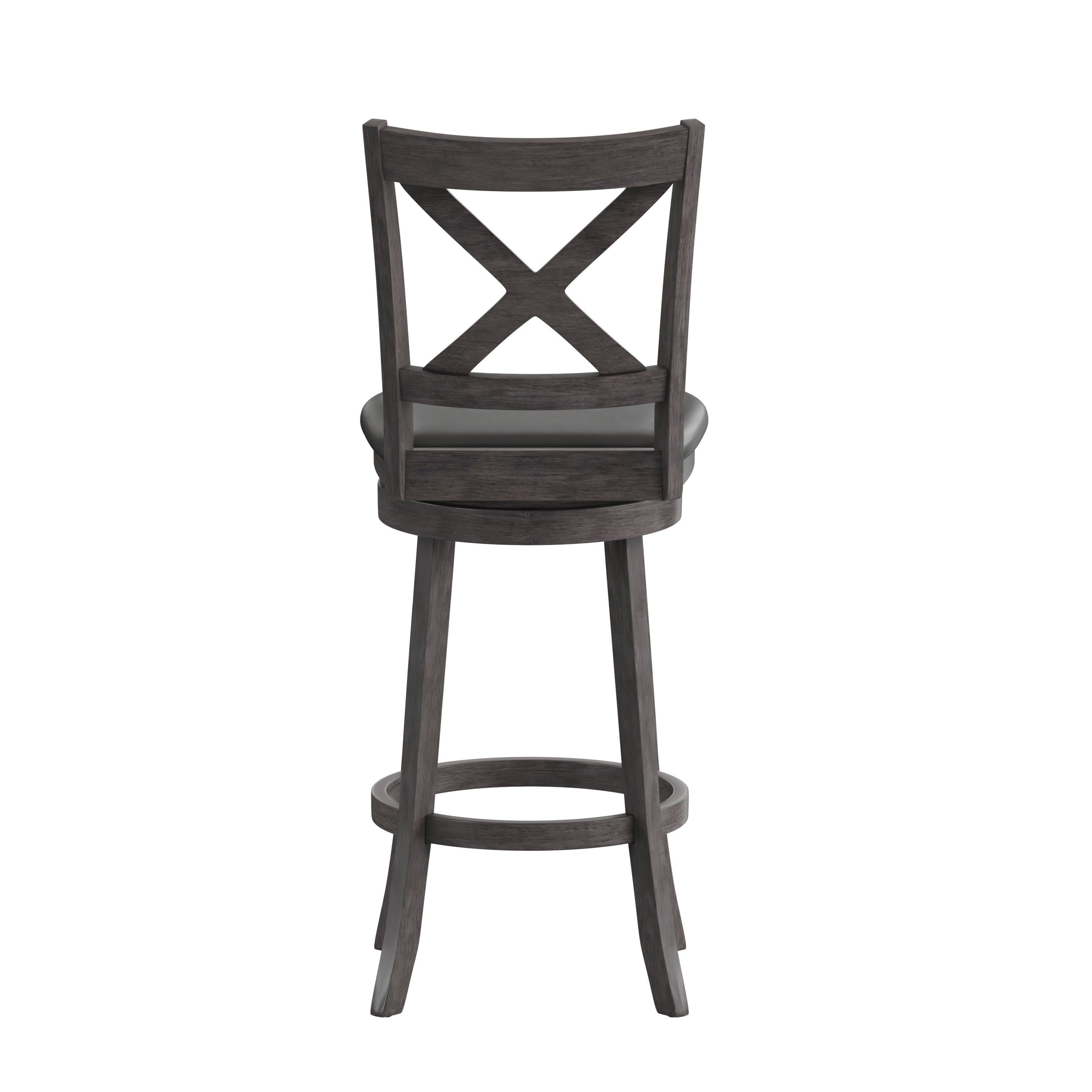 Felicity Wood Classic Crossback Swivel Bar Height Barstool with Padded, Upholstered Seat