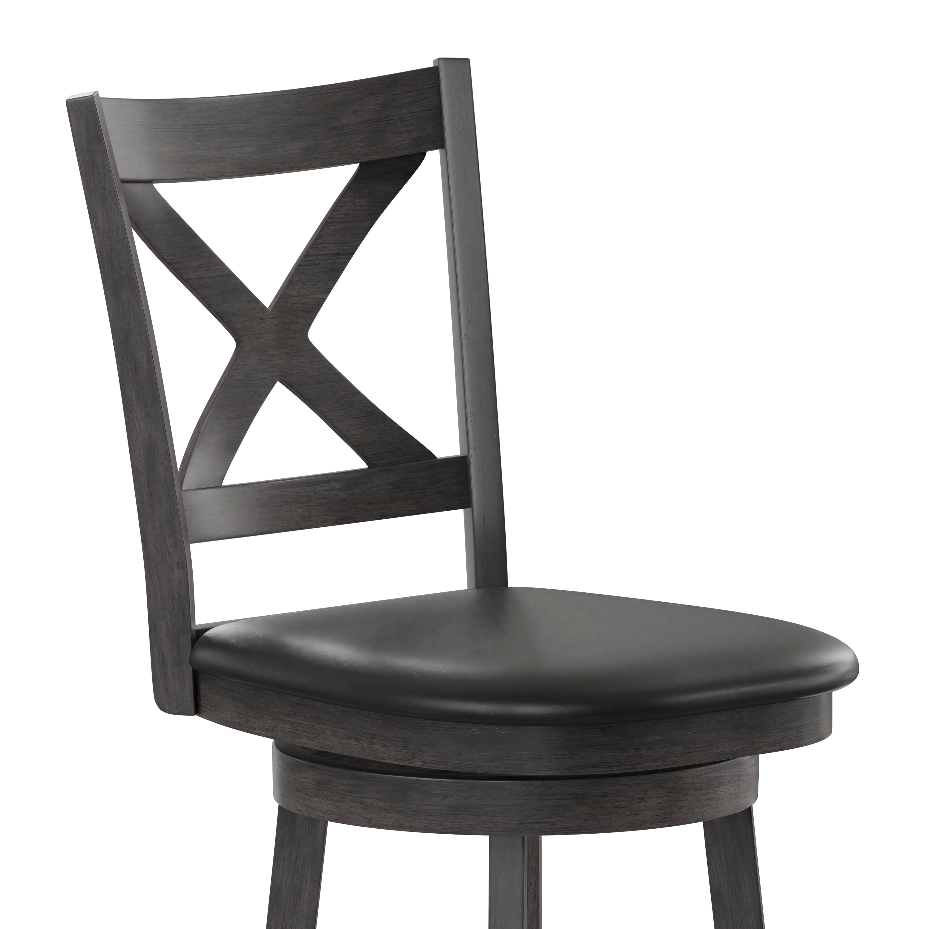 Felicity Wood Classic Crossback Swivel Bar Height Barstool with Padded, Upholstered Seat