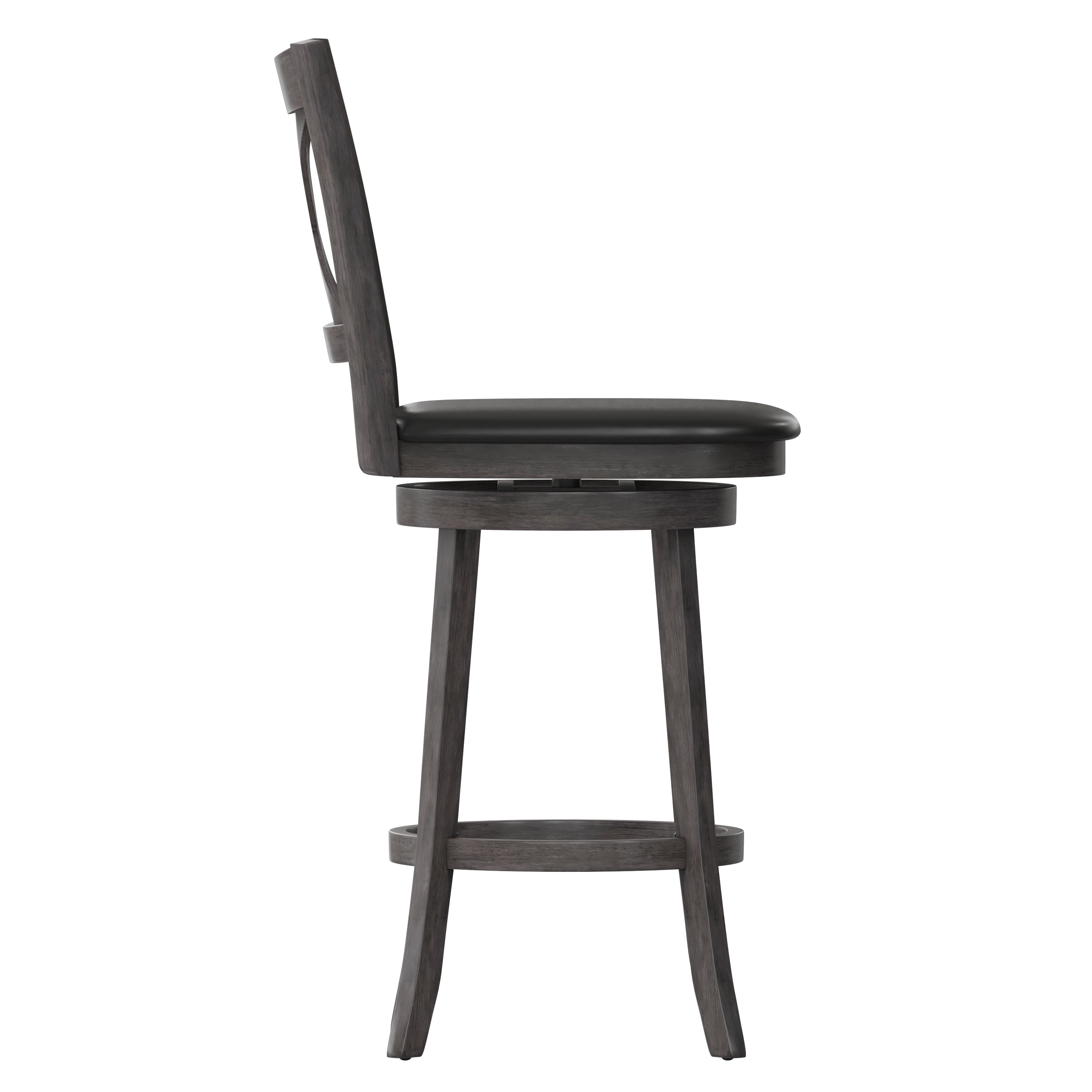 Felicity Wood Classic Crossback Swivel Bar Height Barstool with Padded, Upholstered Seat