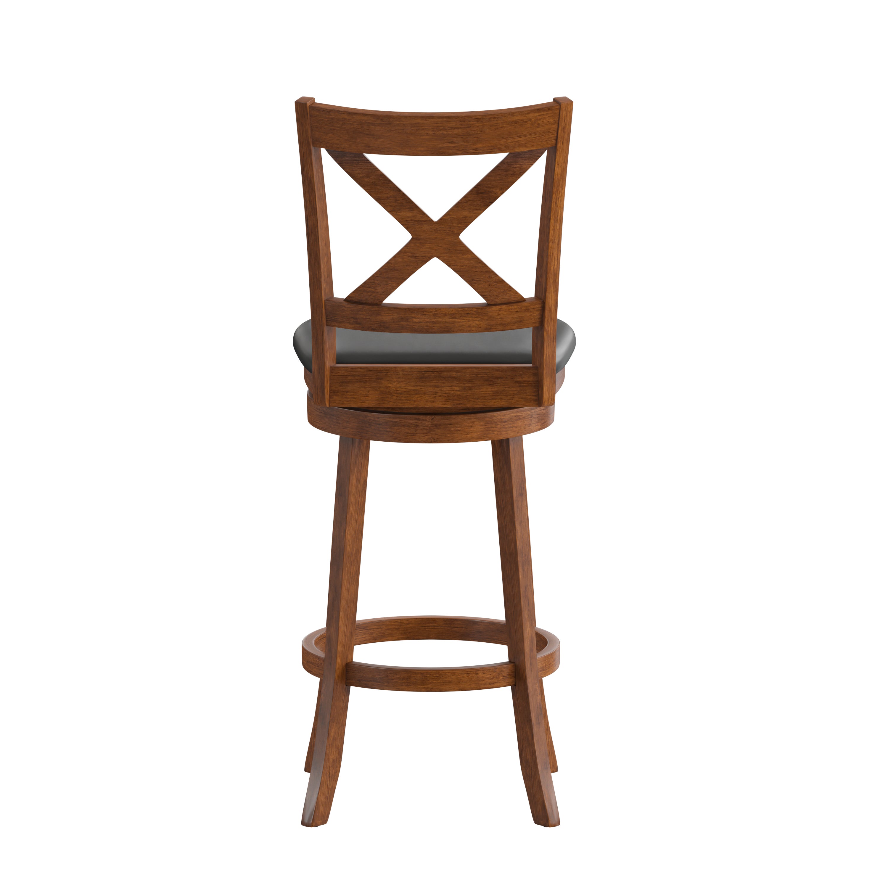 Felicity Wood Classic Crossback Swivel Bar Height Barstool with Padded, Upholstered Seat