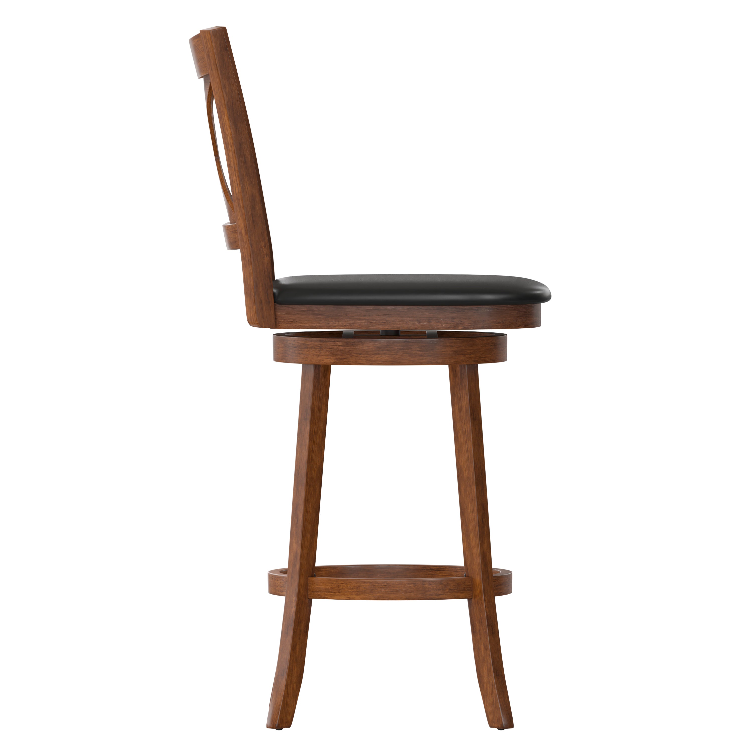 Felicity Wood Classic Crossback Swivel Bar Height Barstool with Padded, Upholstered Seat