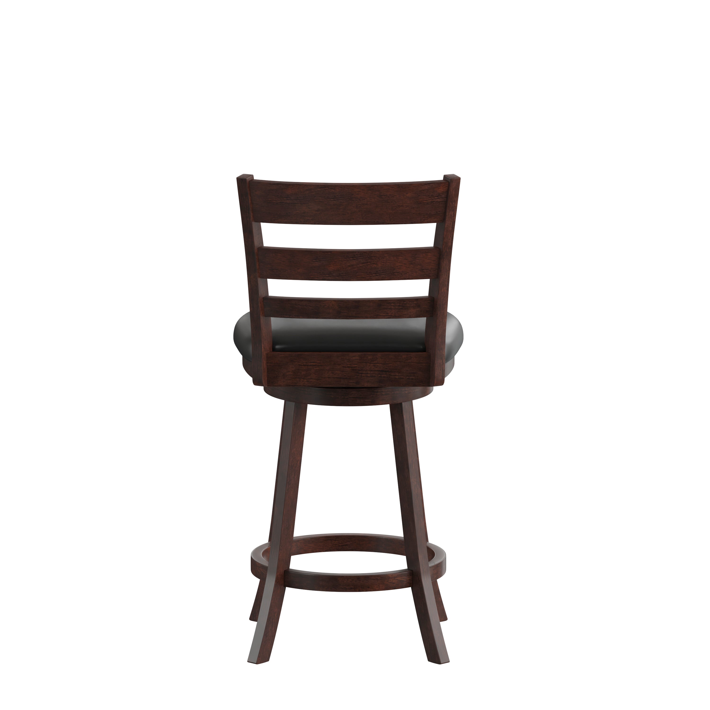 Zerrick Wood Classic Ladderback Swivel Counter Height Barstool with Padded, Upholstered Seat