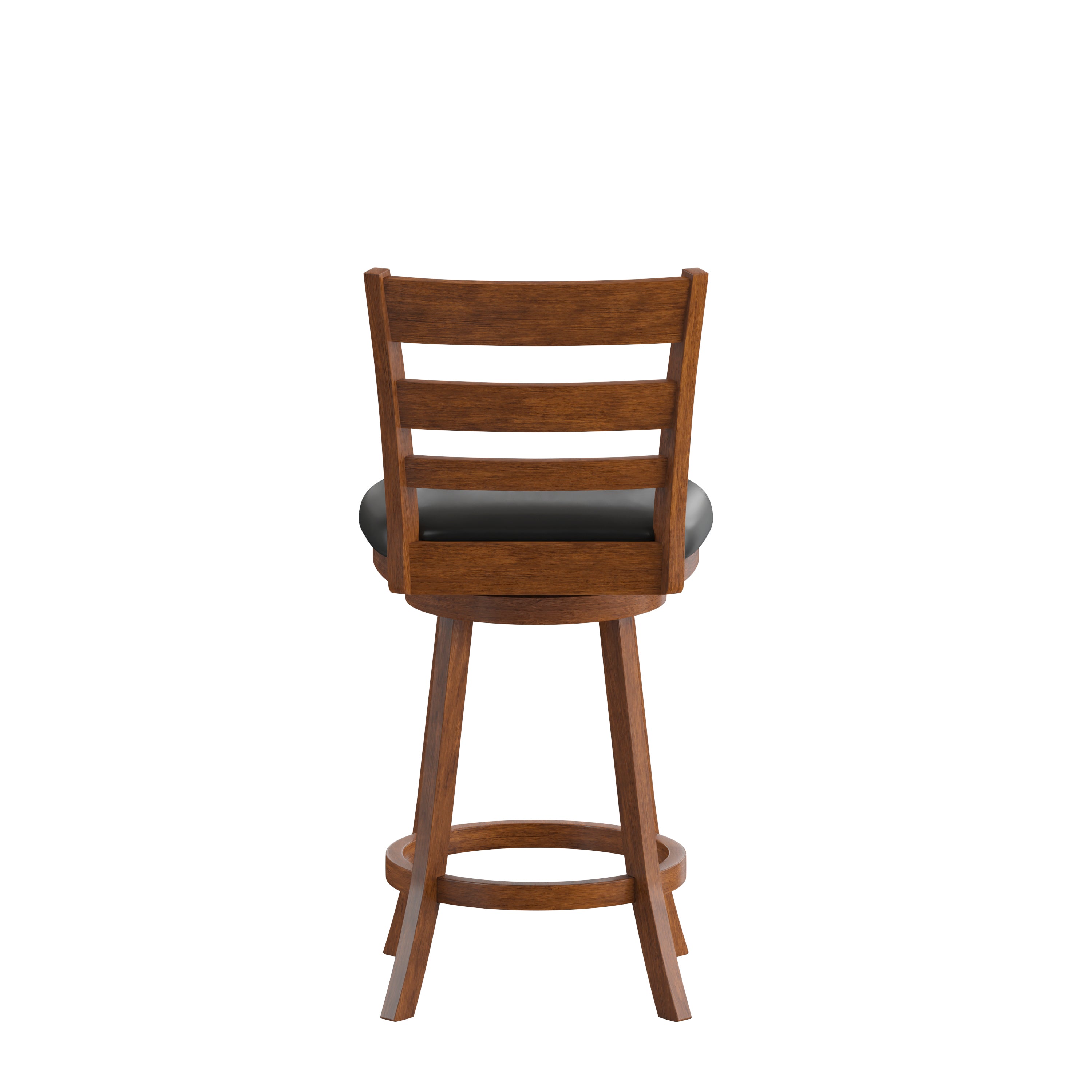 Zerrick Wood Classic Ladderback Swivel Counter Height Barstool with Padded, Upholstered Seat