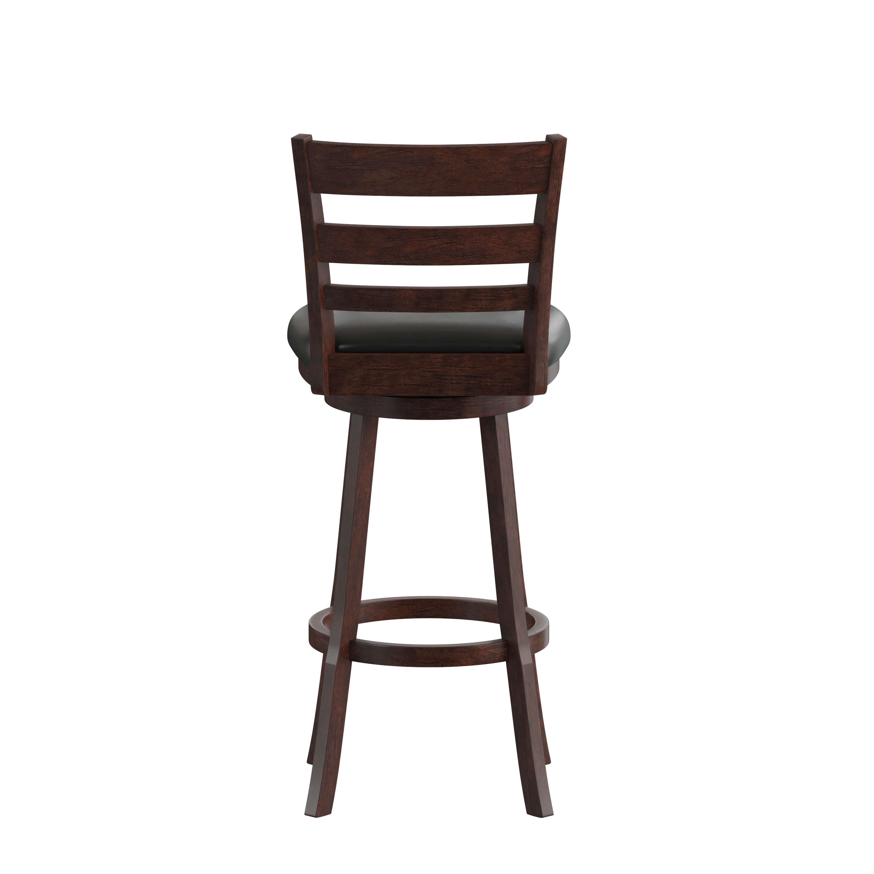 Zerrick Wood Classic Ladderback Swivel Bar Height Barstool with Padded, Upholstered Seat