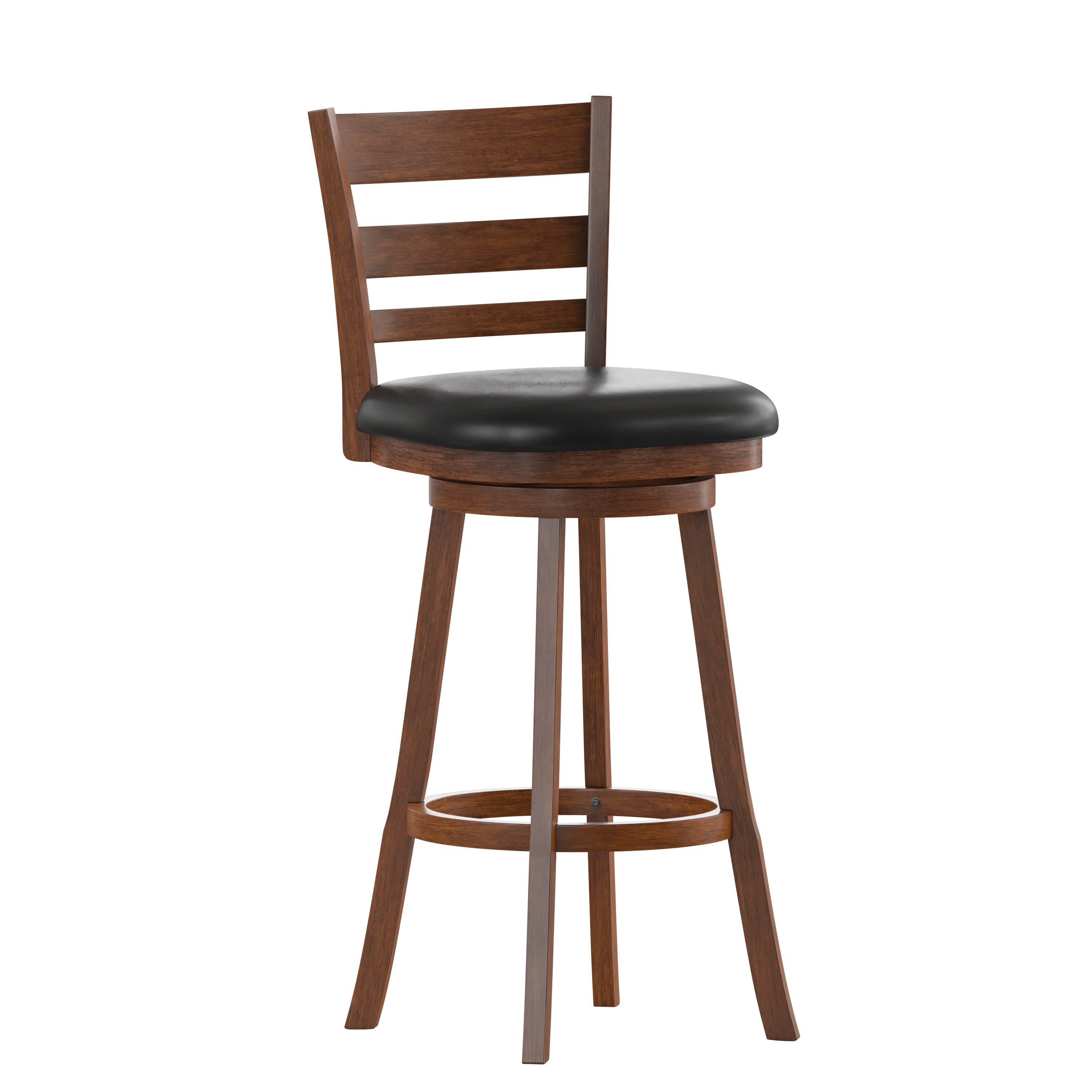 Zerrick Wood Classic Ladderback Swivel Bar Height Barstool with Padded, Upholstered Seat